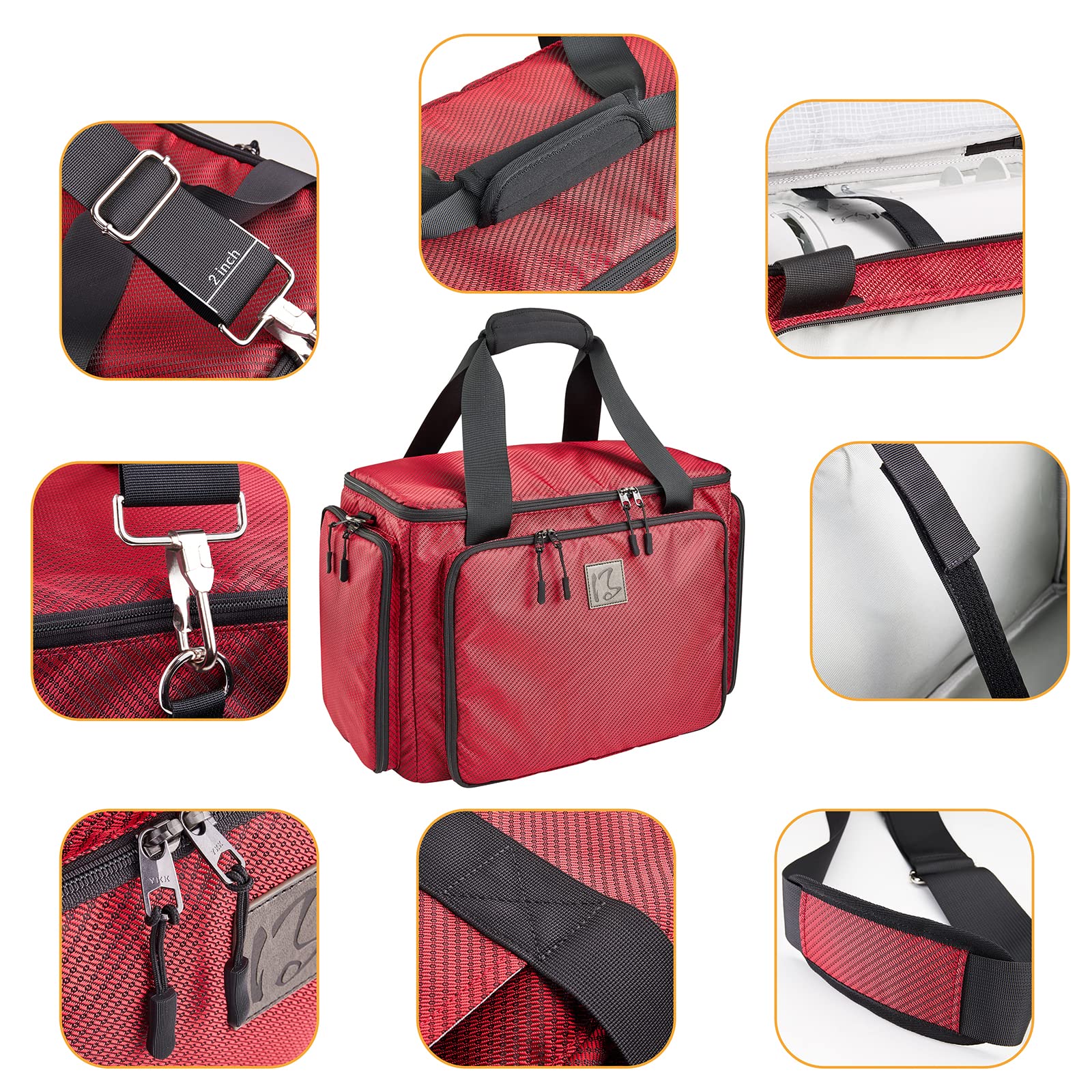Universal Rolling Sewing Machine Bag with Smooth Wheels & YKK Zippers - Compatible with Brother, Singer, Bernina & Most Standard Sewing Machines - Durable Carrying Case for Women (Red) - Perfect for Sewing Classes, Craft Fairs & Traveling with Your Machine