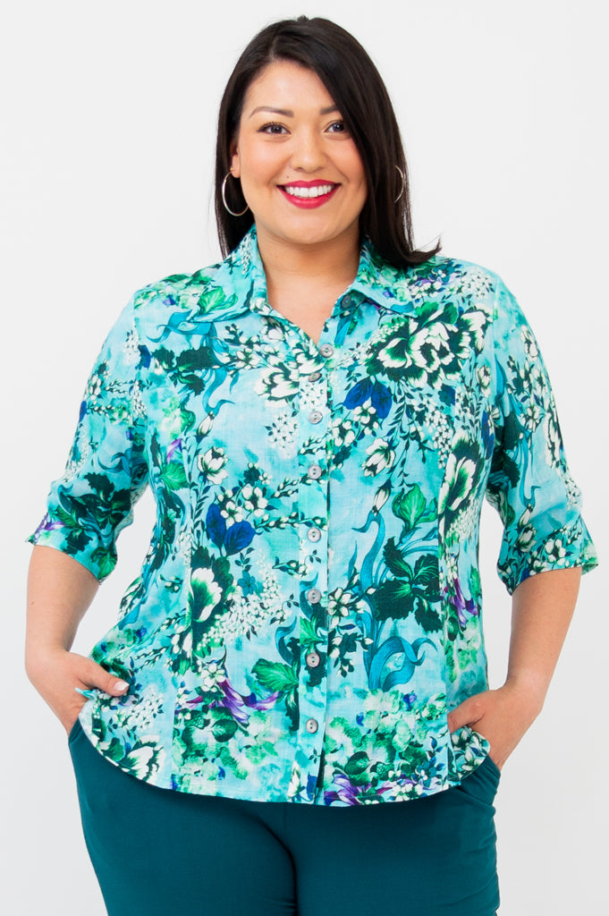 Lorine Blouse - Enchant Style Linen Bamboo Blend Women's Top for Casual Wear & Summer Outfits