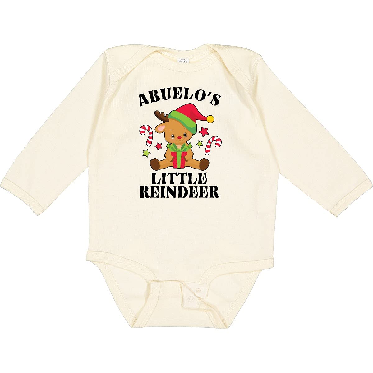 Christmas Abuelo's Little Reindeer with Candy Long Sleeve Baby Bodysuit - Festive Holiday Outfit for Infants & Toddlers - Perfect for Family Photos, Holiday Parties & Christmas Celebrations