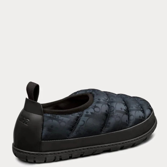 Dior Quilted Oblique Snow Slippers for Women - Luxury Winter House Shoes with Monogram Design - Perfect for Home, Lounge & Cold Weather Comfort
