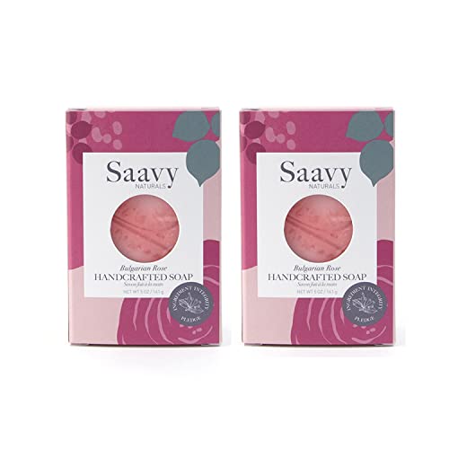 Organic Bulgarian Rose Soap Bar - All-Natural, Vegan & Moisturizing Body Soap (5 oz, Pack of 2) | Gentle Cleansing for Sensitive Skin, Perfect for Daily Shower & Gift Giving