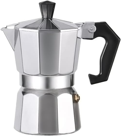 Premium Moka Pot Stovetop Espresso Maker - 2 Cup (100ml) Italian Coffee Brewer in Silver | Perfect for Home Brewing, Camping & Gifts