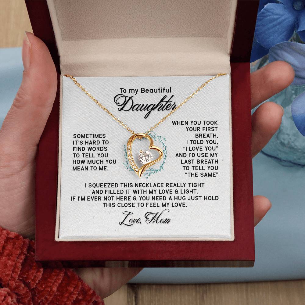 Beautiful Jewelry Necklace for Daughter - Thoughtful Gift from Mom in White or Yellow Gold Finish - Perfect for Birthdays, Graduation & Special Occasions