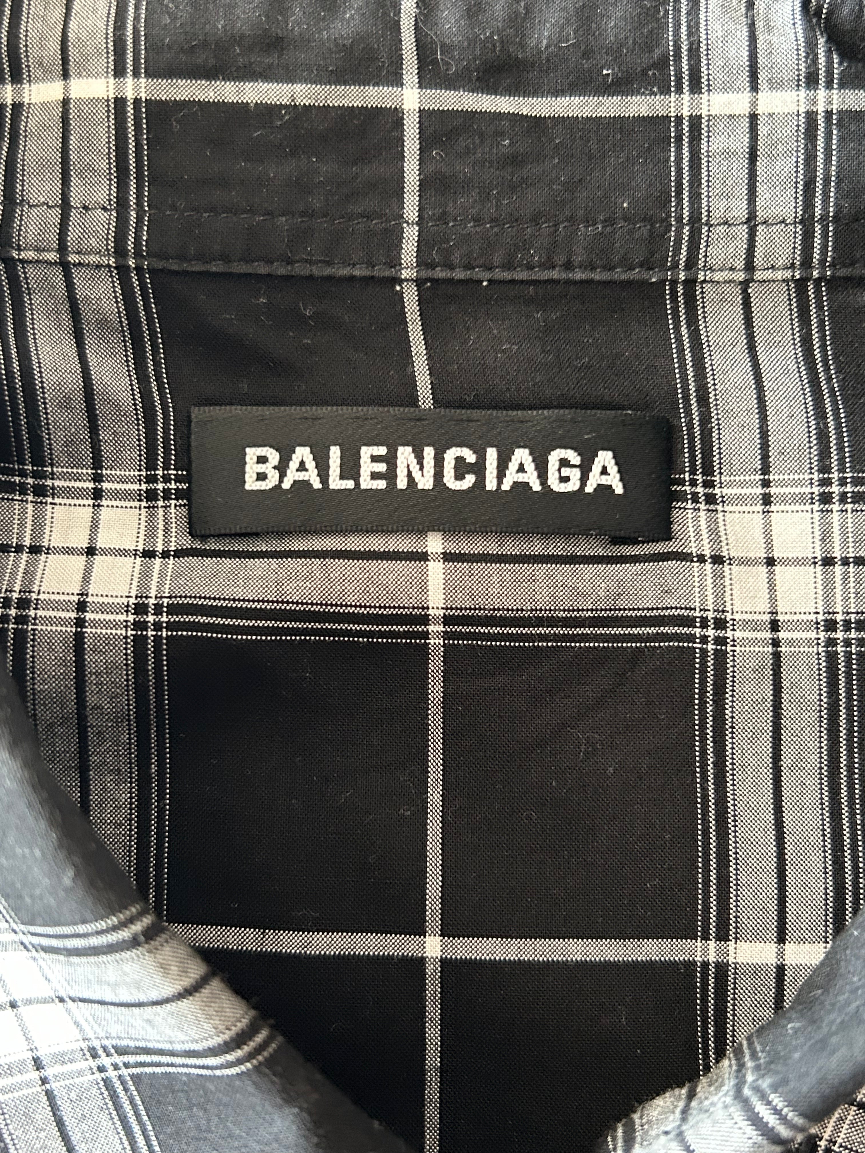 Balenciaga Black & White Plaid Button Up Shirt for Men - Stylish Casual & Office Wear - Perfect for Business Meetings & Social Events