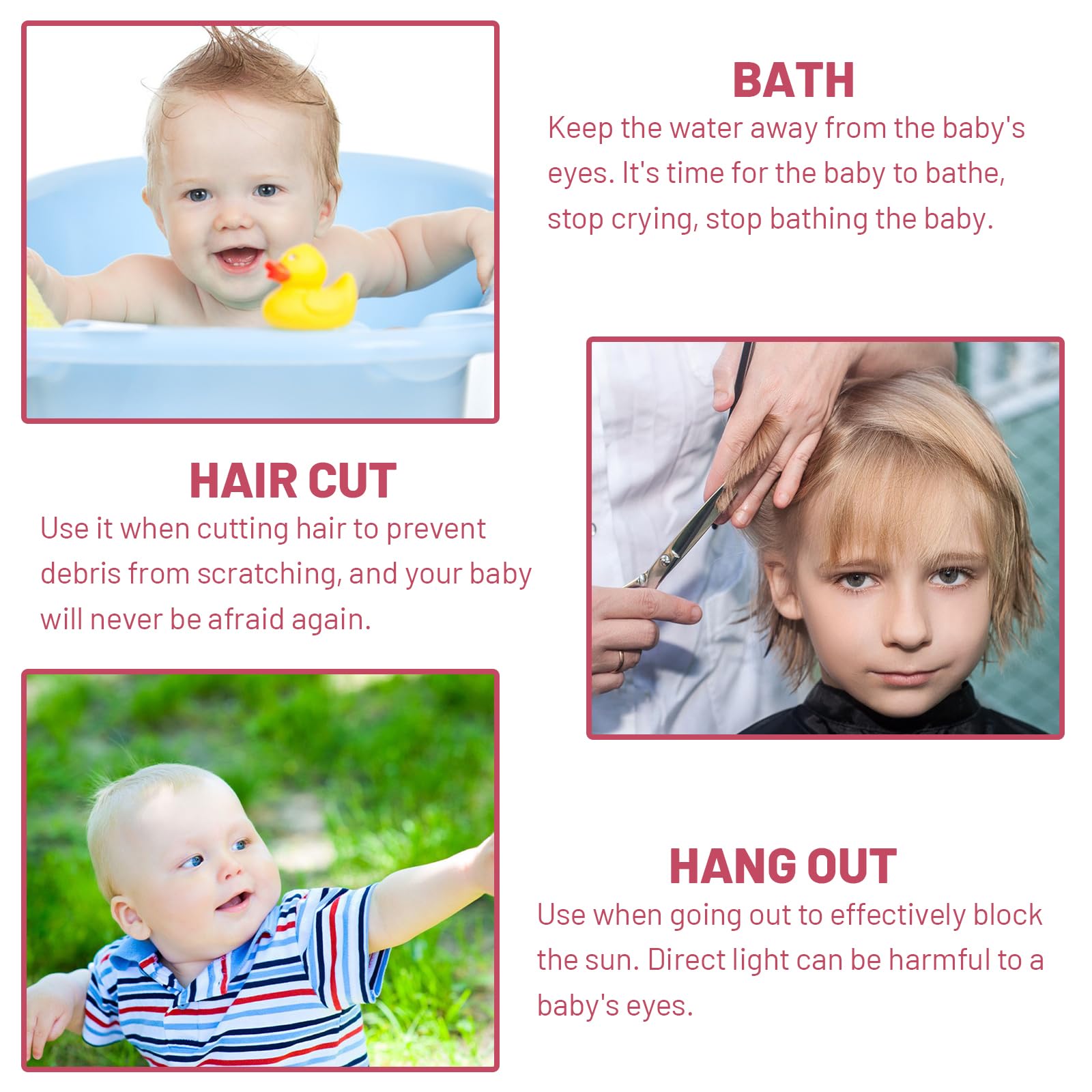 **Baby & Toddler Hair Washing Shield – Waterproof Shampoo Cap with Ear Covers for Kids – Soft & Safe Shower Cap for Bath Time (Pink) – Perfect for Sensitive Skin & Mess-Free Hair Wash**