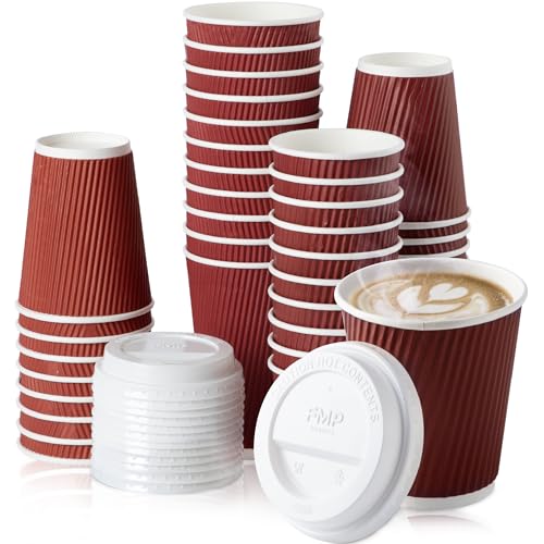Red Coffee Cups with White Lids