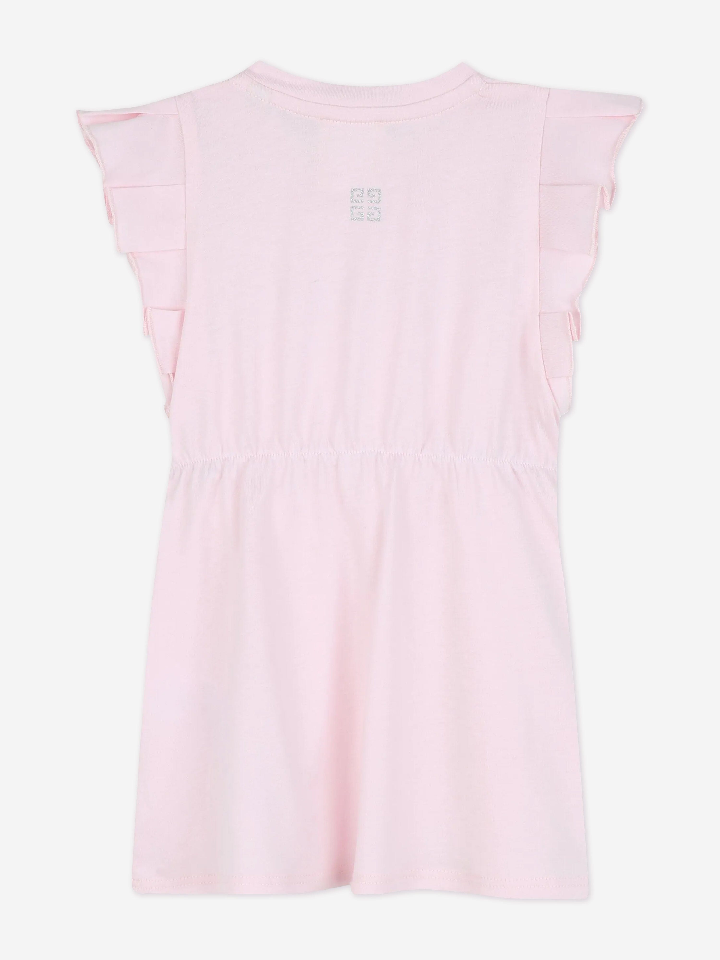 Pink Glitter Logo Jersey Dress for Baby Girls - Soft & Comfortable Toddler Outfit for Parties, Photos & Special Occasions
