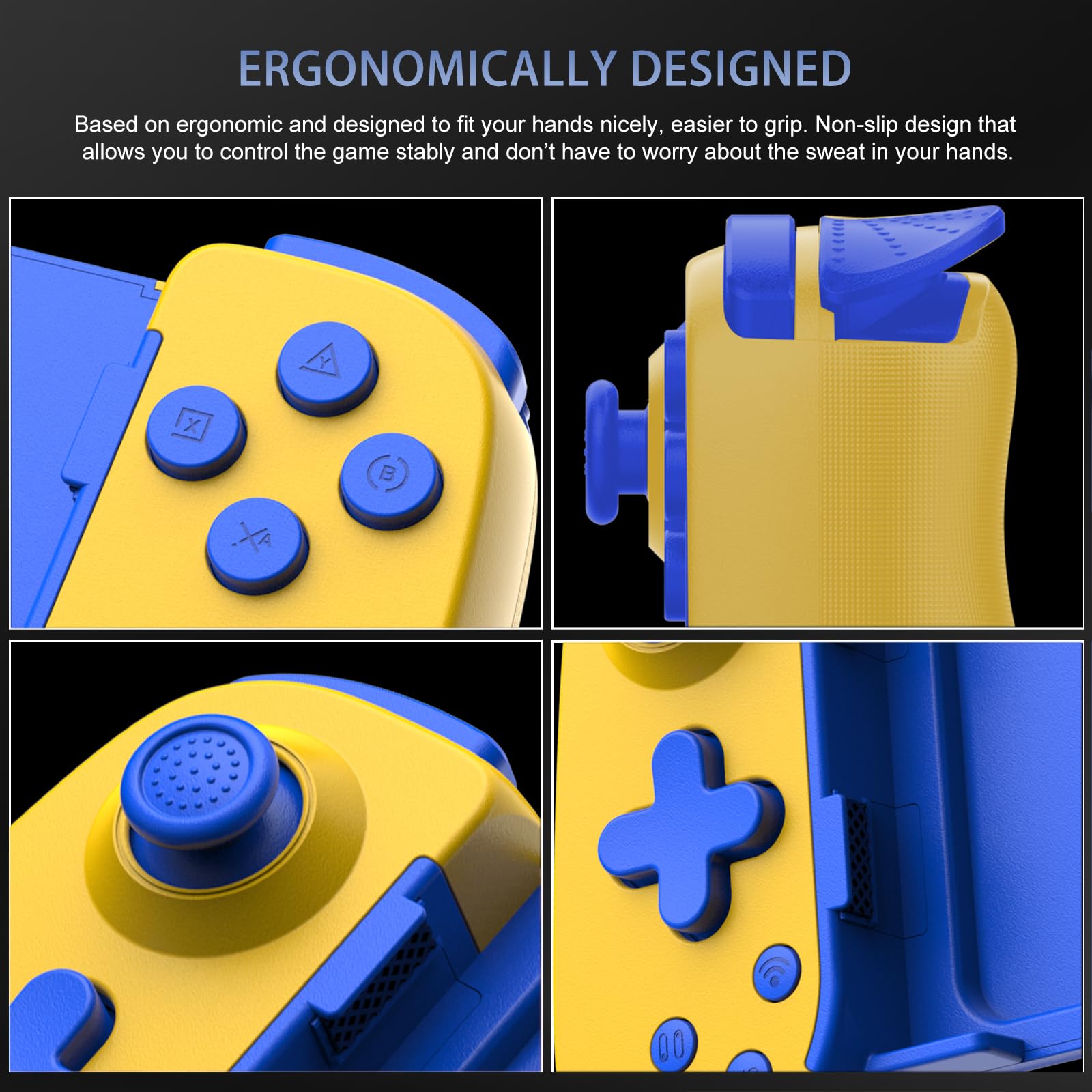Wireless Gamepad for iPhone Android PC - Turbo Gyro Dual Motors - Gaming & Streaming on PS5 Xbox Switch - Yellow