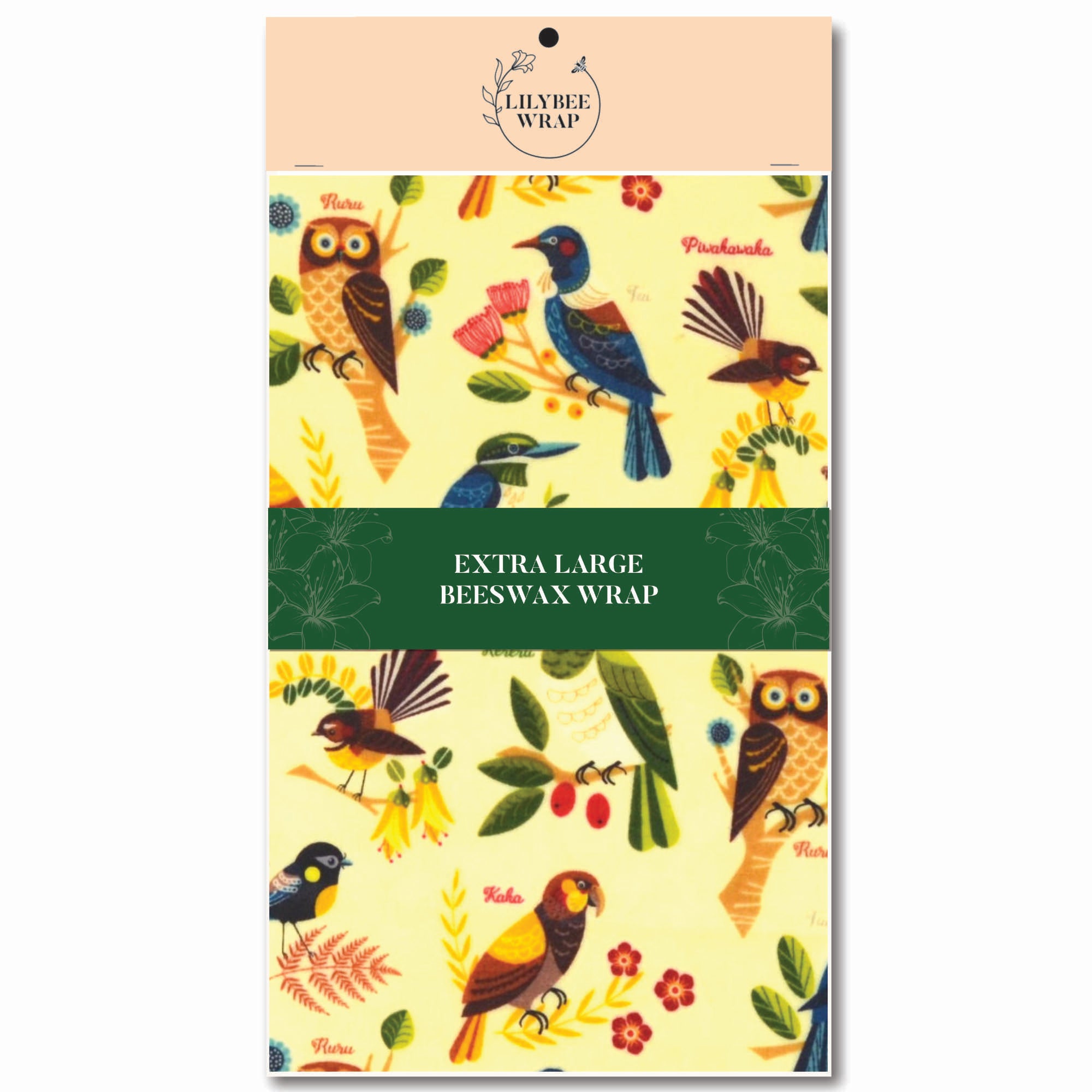 Morepork and Friends XL Beeswax Wrap - Eco-Friendly Reusable Food Wrap for Sandwiches, Cheese & Produce Storage - Sustainable Kitchen & Lunchbox Solution