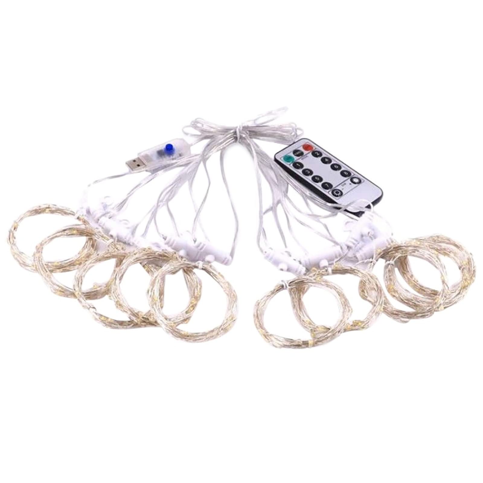 AUGROB Creative Party Decor Curtain Lights - 8 Lighting Modes USB String Lights with Remote Control for Weddings, Christmas, Home Decor & Indoor/Outdoor Events