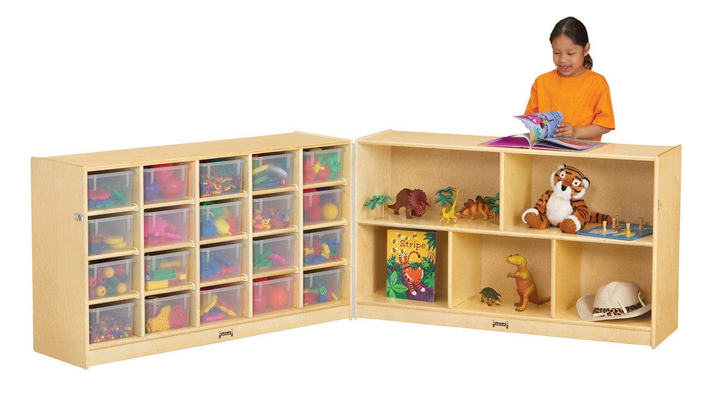 20 Cubbie Tray Fold n Lock Organizer with Clear Plastic Trays - Jonti Craft® for Classroom, Office & Home Storage Solutions