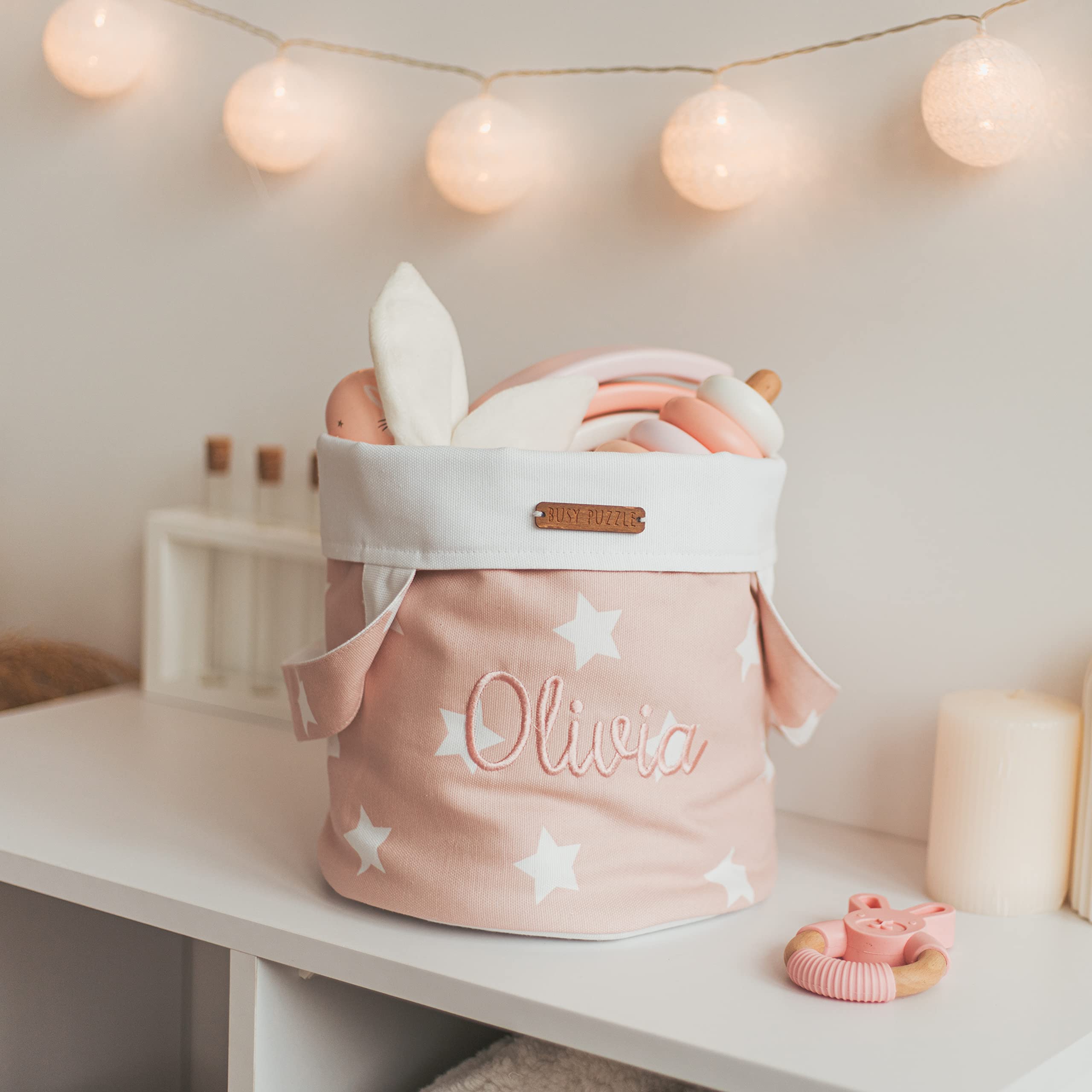 Personalized Kids Organizer Basket with Name Embroidery - Storage for Boys & Girls Toys, Nursery Decor - Perfect for Bedroom Organization and Playroom Storage