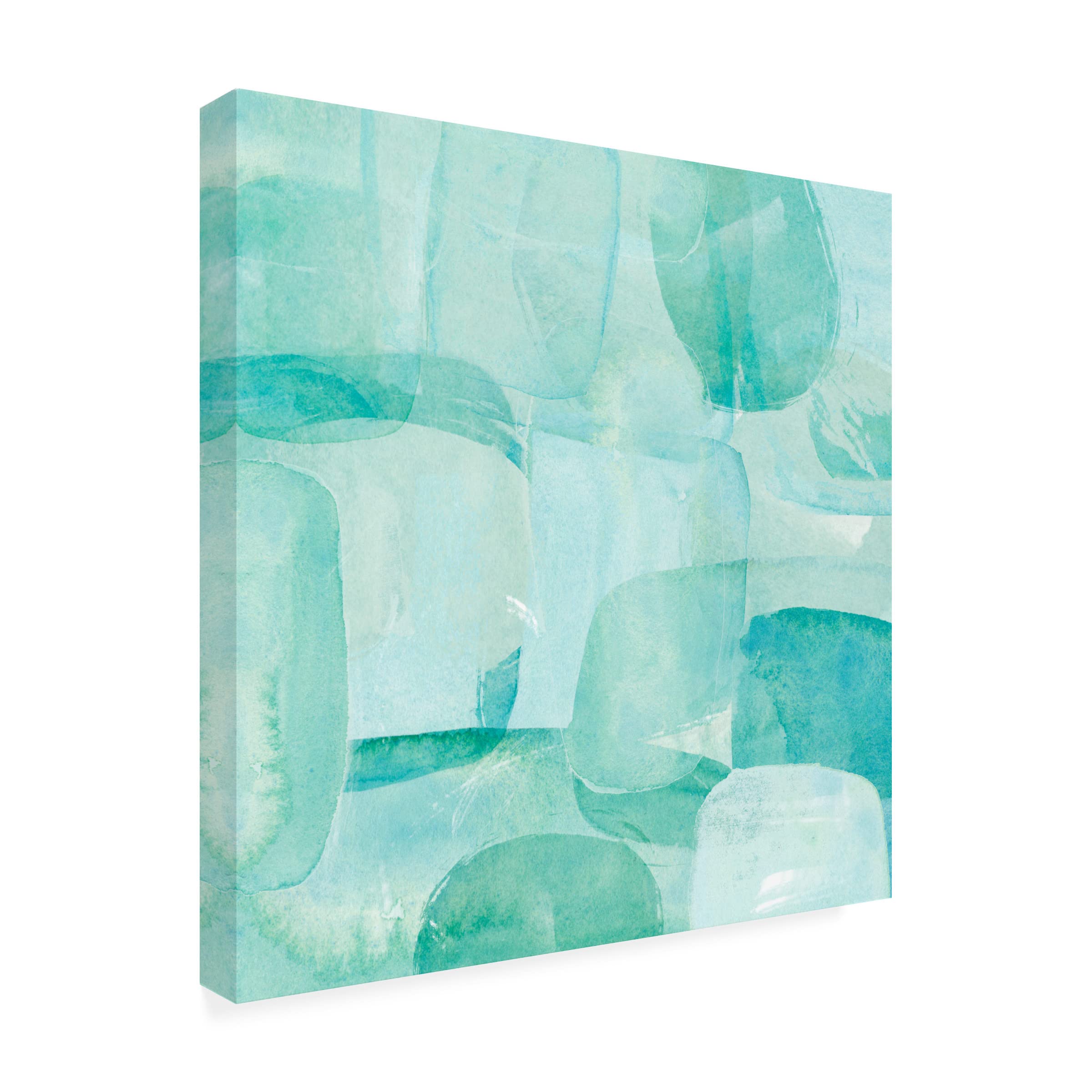 Annie Warren 'Sea Glass Reflection II' 35x35 Canvas Wall Art - Modern Coastal Home Decor for Living Room, Bedroom & Office