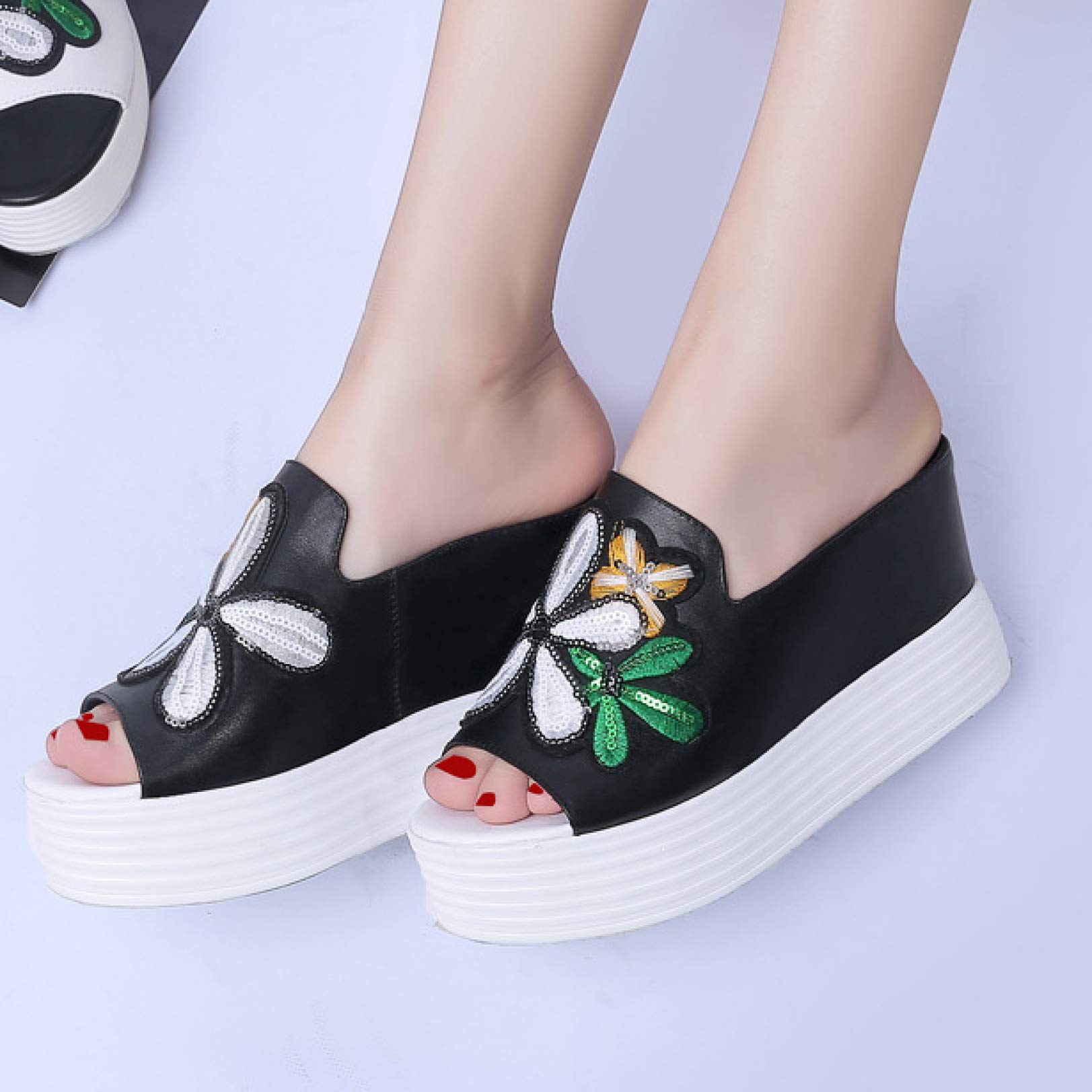 Women's Comfortable Platform Wedge Sandals - Slip On Peep Toe High Heel Slide Sandals for Summer, Beach, and Casual Outings