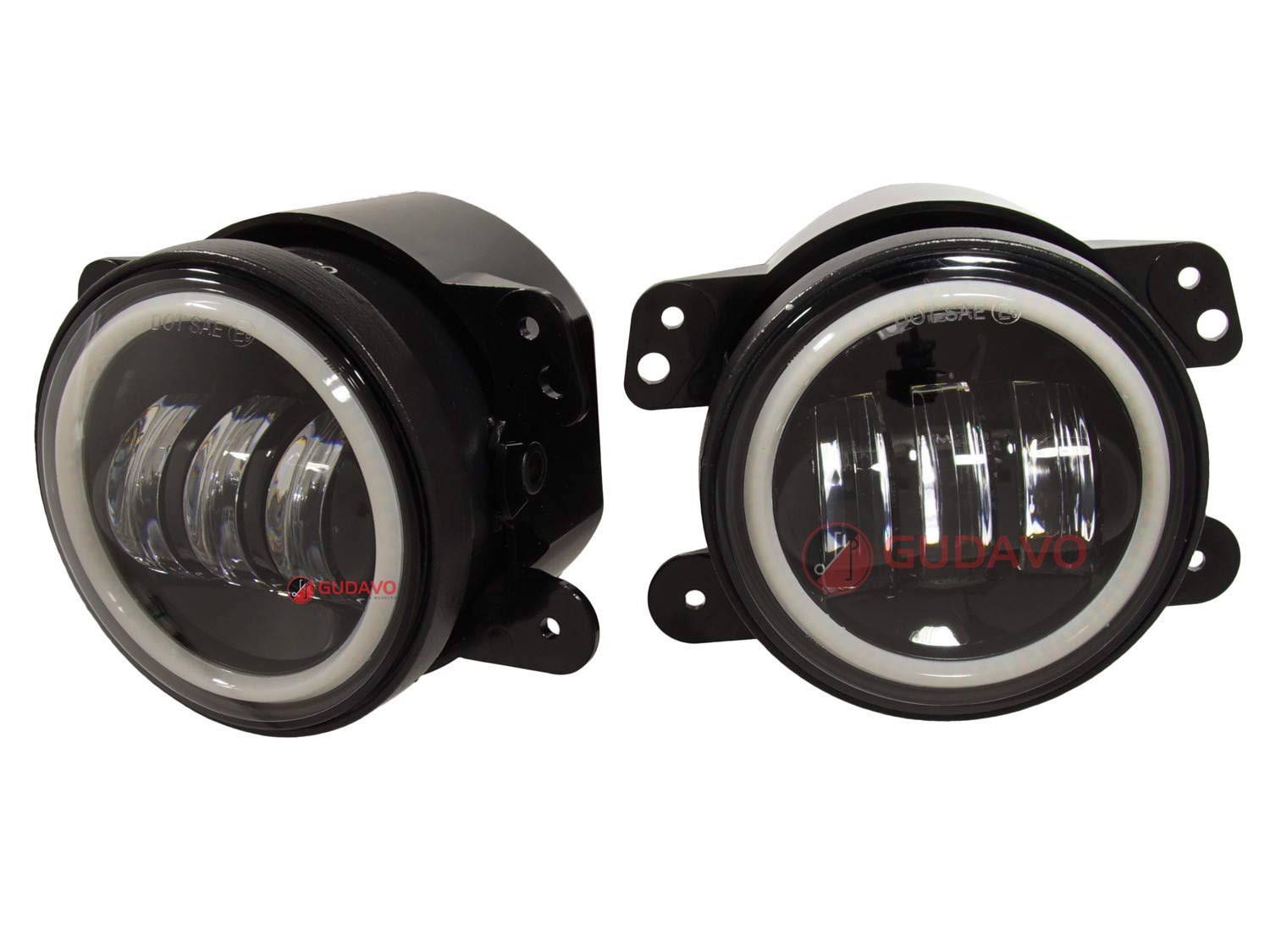 4 Inch Super Bright LED Fog Lights with DRL Halo Ring - Compatible with Jeep Wrangler Rubicon, Sport, Sahara, Unlimited, Hard Rock, Willys, Altitude, Dragon, X - Perfect for Off-Roading, Night Driving & Enhanced Visibility