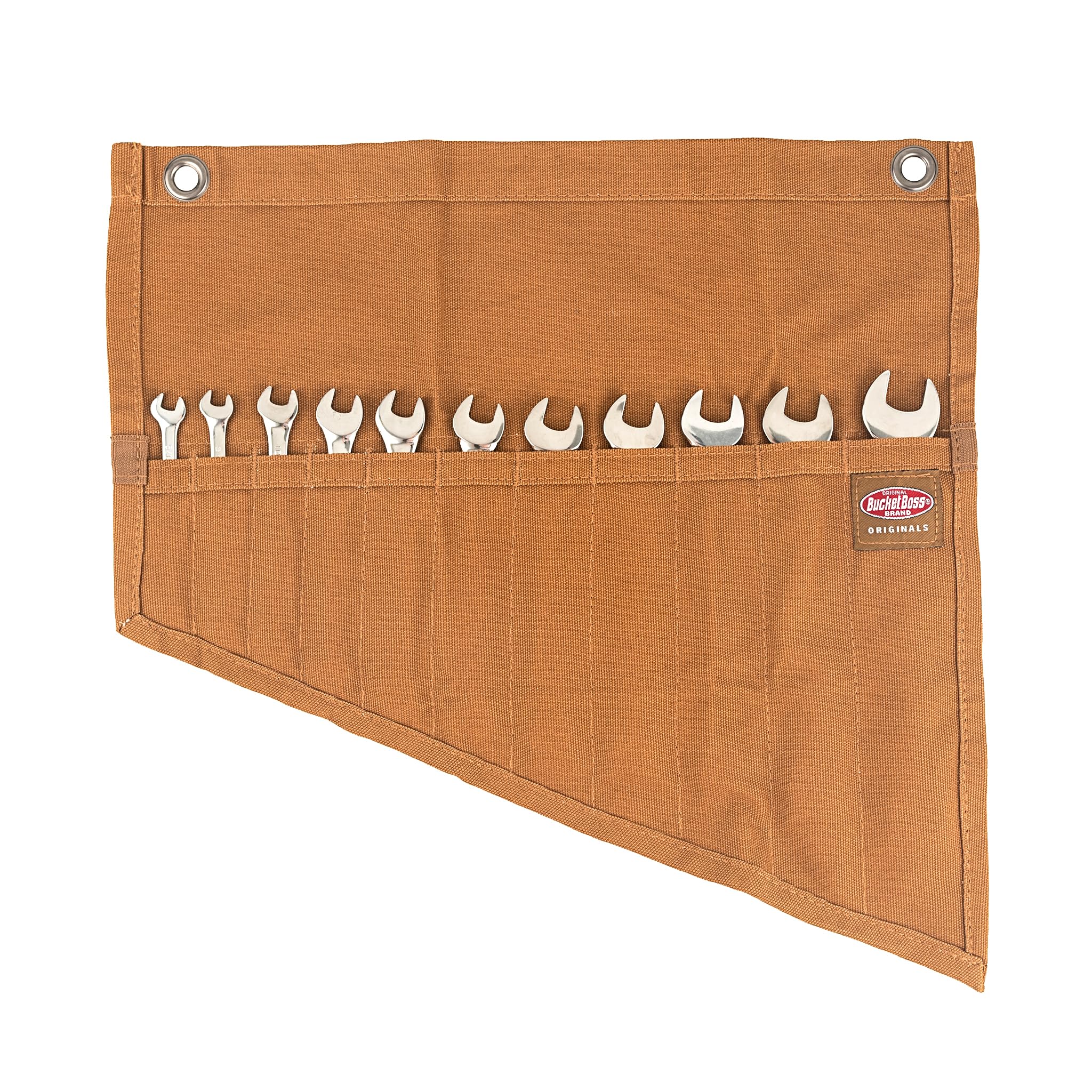 BucketBoss 70003 11-Pocket Brown Tool Roll Organizer - Perfect for Mechanics, Electricians & DIY Home Improvement Projects