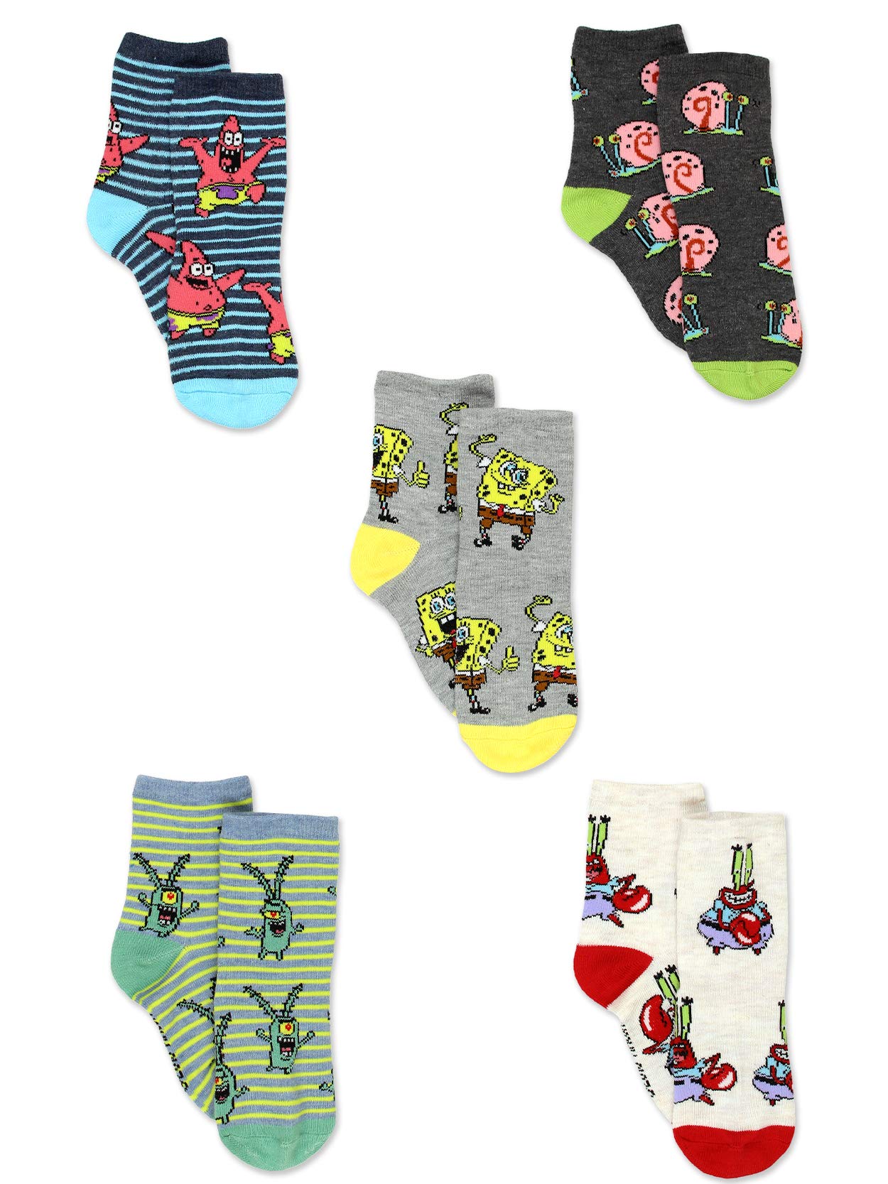 **SpongeBob SquarePants Toddler Socks 6-Pack - Soft Cotton Ankle Socks for Boys & Girls - Perfect for School, Playtime & Everyday Wear**
