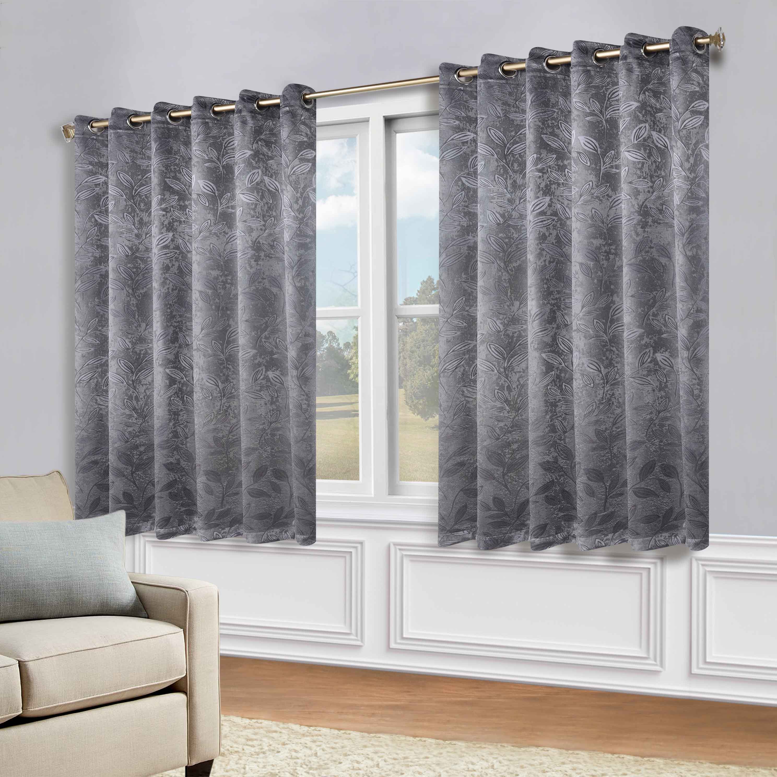 Leaves Grommet Blackout Curtains Set of 2 - Thermal Insulated Room Darkening Drapes for Bedroom & Living Room - Noise Reducing Window Treatment for Home Decor