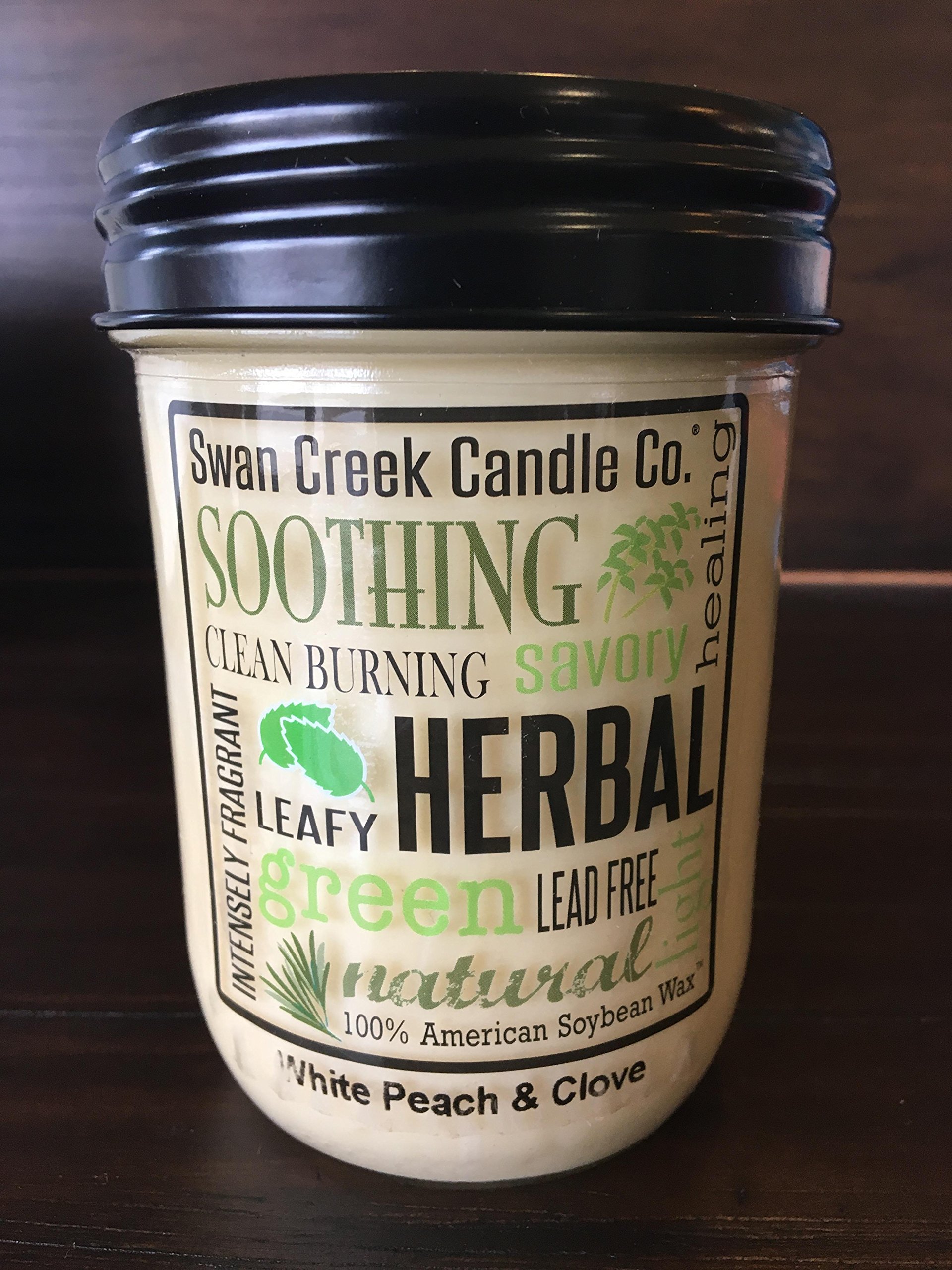 Premium Swan Creek Candle Pantry Jar 12 oz - White Peach Clove Scented Soy Wax Candle for Home, Office & Gifts | Long-Lasting Fragrance, Relaxation & Aromatherapy