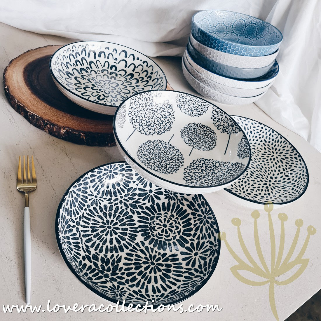 White Waves Assorted Prints Pasta Dish Set - 50% Off + Buy 1 Get 1 Free - Perfect for Dinner Parties & Italian-Themed Decor