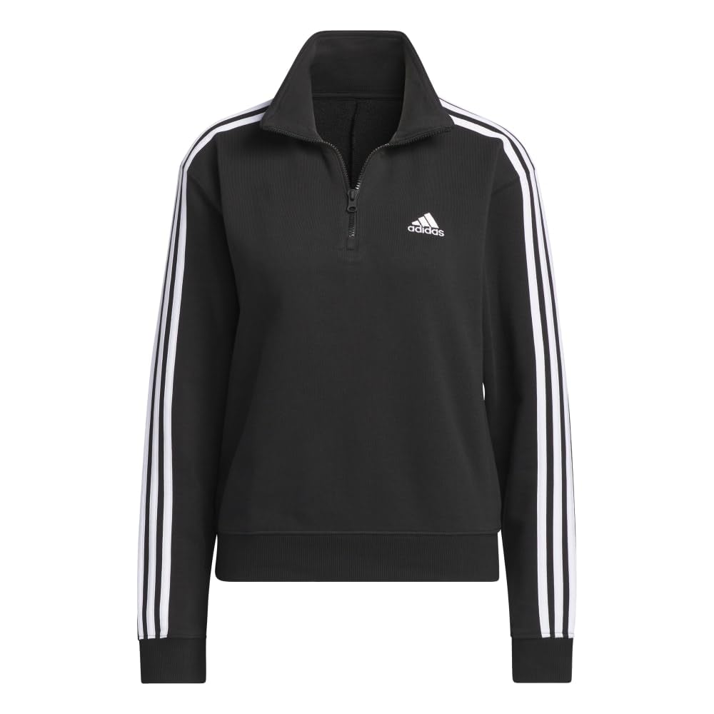 adidas Women's Essentials 3-Stripes Quarter-Zip Sweatshirt | Athletic Pullover for Running, Yoga & Casual Wear | Lightweight Fleece Jacket for Gym & Outdoor Activities