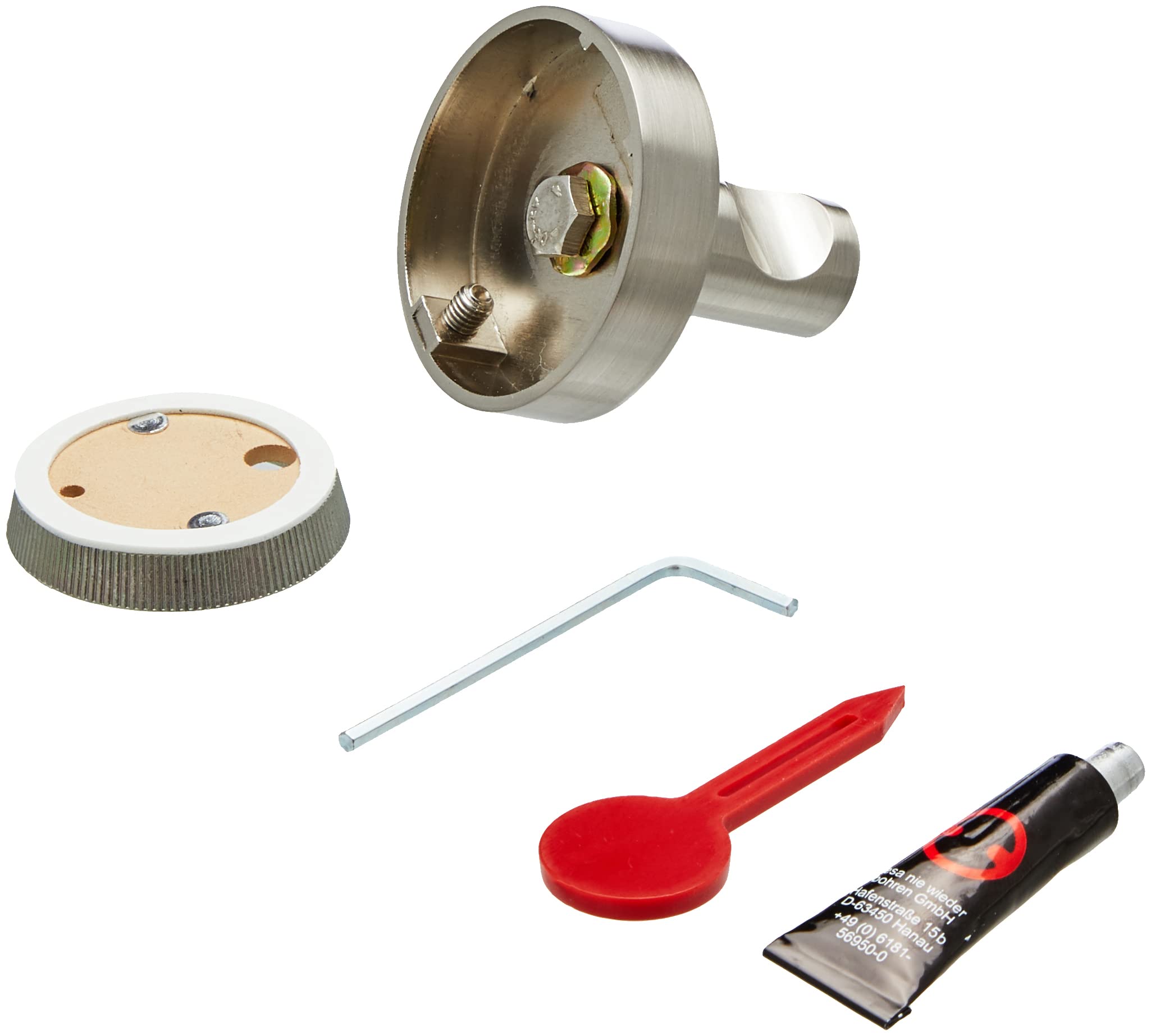 tesa Powerbutton Premium Self-Adhesive Hook - Round Matt Chrome Metal Hook for Bathroom, Kitchen & Bedroom - Strong 8kg/17.6lb Towel Holder - No Drill Wall Mount for Hanging Robes, Coats & Decor