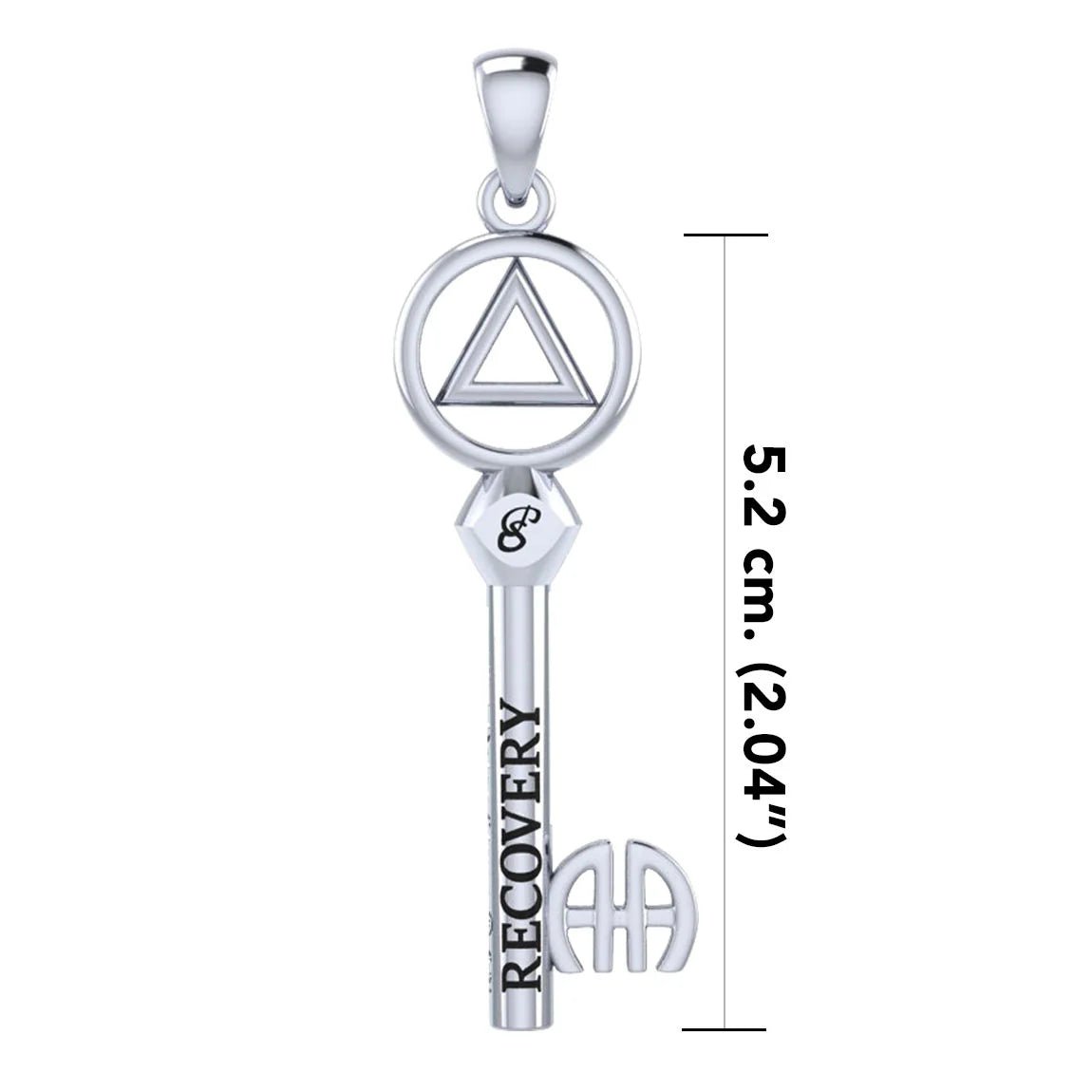 AA or NA Symbol Sterling Silver Encouragement Recovery Key Pendant - Perfect for 12-Step Meetings & Sobriety Gifts