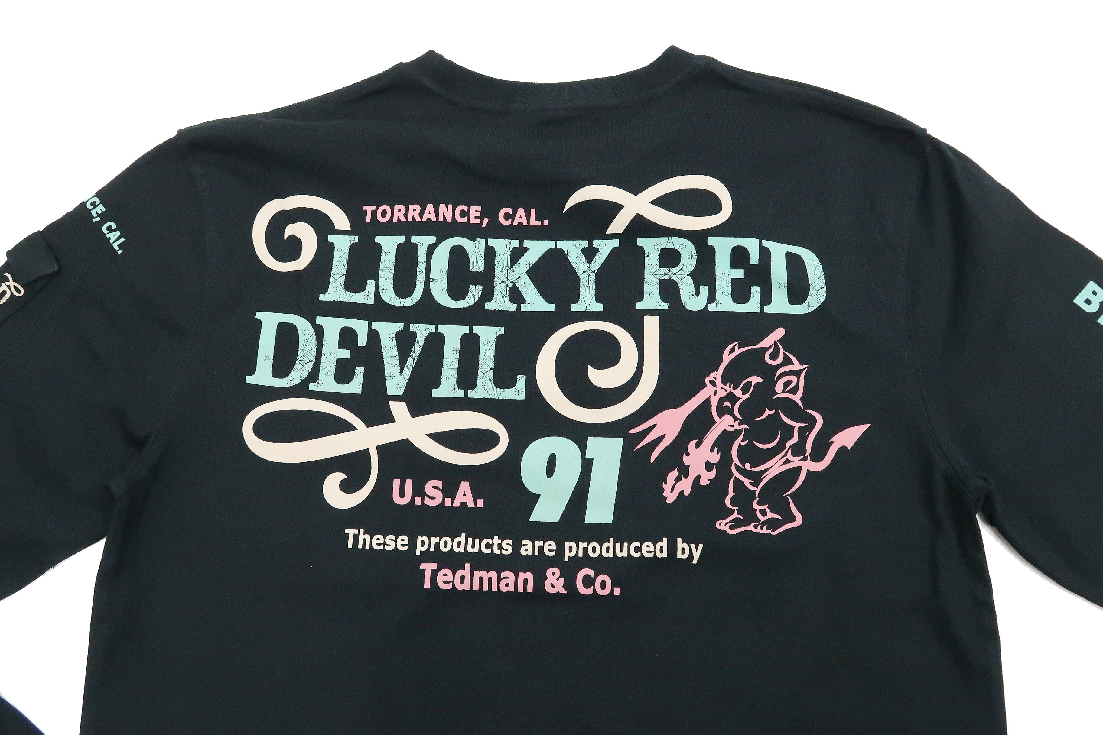 Tedman Men's Lucky Devil Graphic Long Sleeve T-Shirt - Premium Cotton Tee for Casual Wear & Street Style (Black) | Perfect for Halloween, Parties & Everyday Outfits