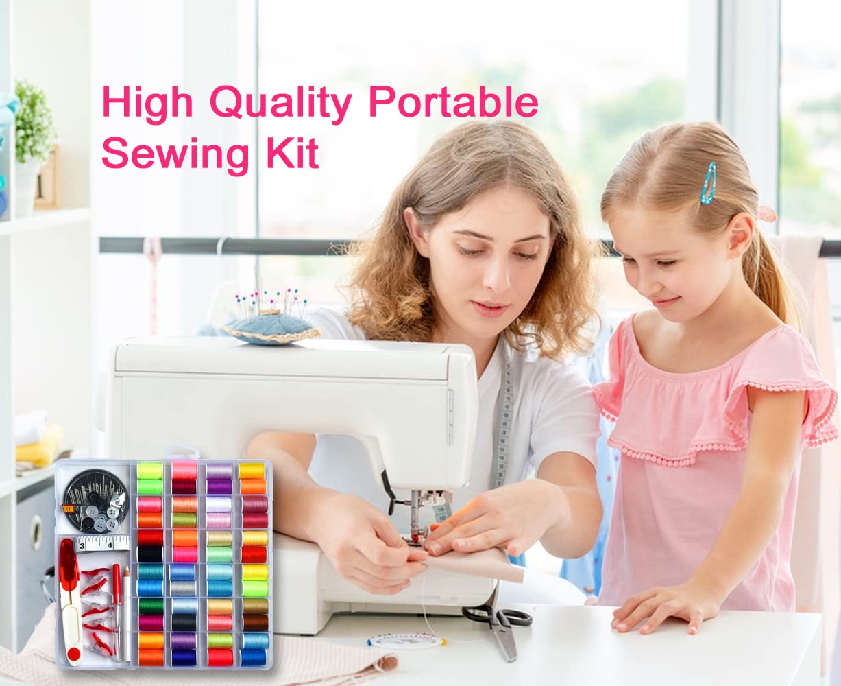 48-Piece Premium Sewing Kit for Women, Mom, Travelers & Beginners - Complete Sewing Supplies Set with Scissors, Thimble, Thread, Needles & Tape Measure - Perfect Gift for Travel, Home & Emergency Repairs