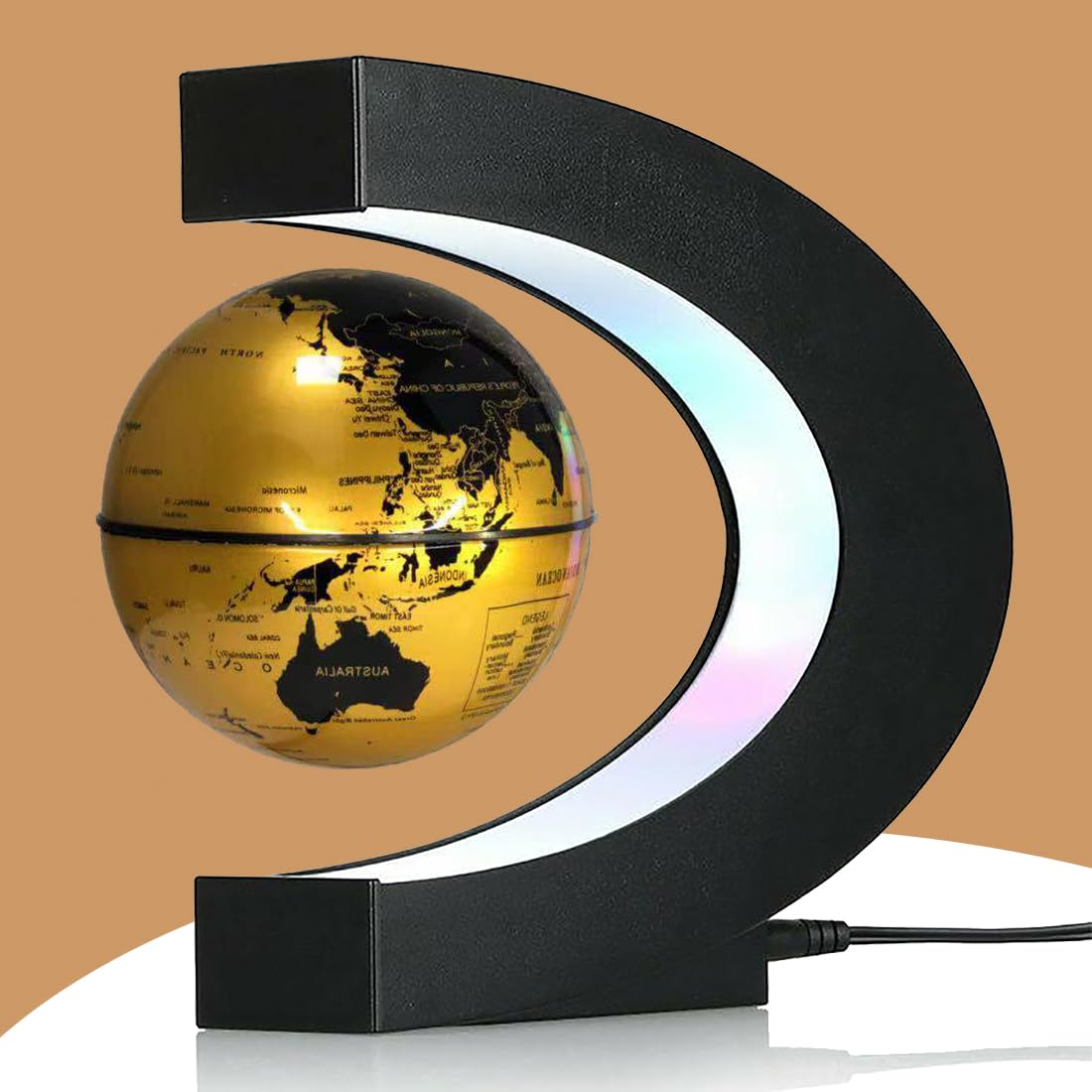 Magnetic Levitation Floating Globe with LED Light - Cool Office Desk Decor for Men, Women, Kids & Gifts - Perfect for Home, Office, Christmas & Birthday Presents - Educational Science Toy & Unique Home Décor