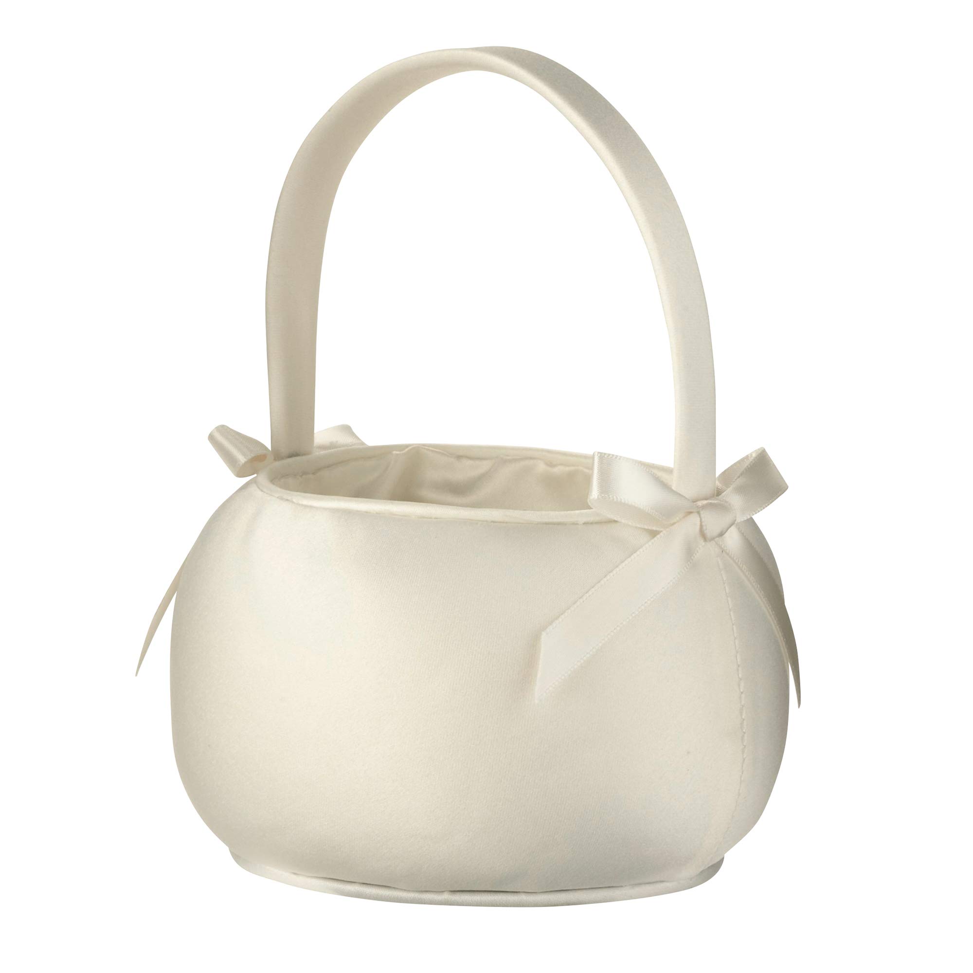 Lillian Rose Ivory Petite Satin Flower Girl Basket - 4.75 Inch Elegant Wedding Accessory for Bridal Party, Flower Girls & Special Occasions