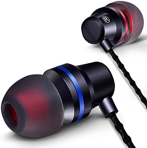 Premium Wired In-Ear Headphones with Microphone - Noise Isolating Earbuds for Samsung & Android Phones, Tablets, Laptops & Computers (Black) - Perfect for Commuting, Gaming & Work Calls