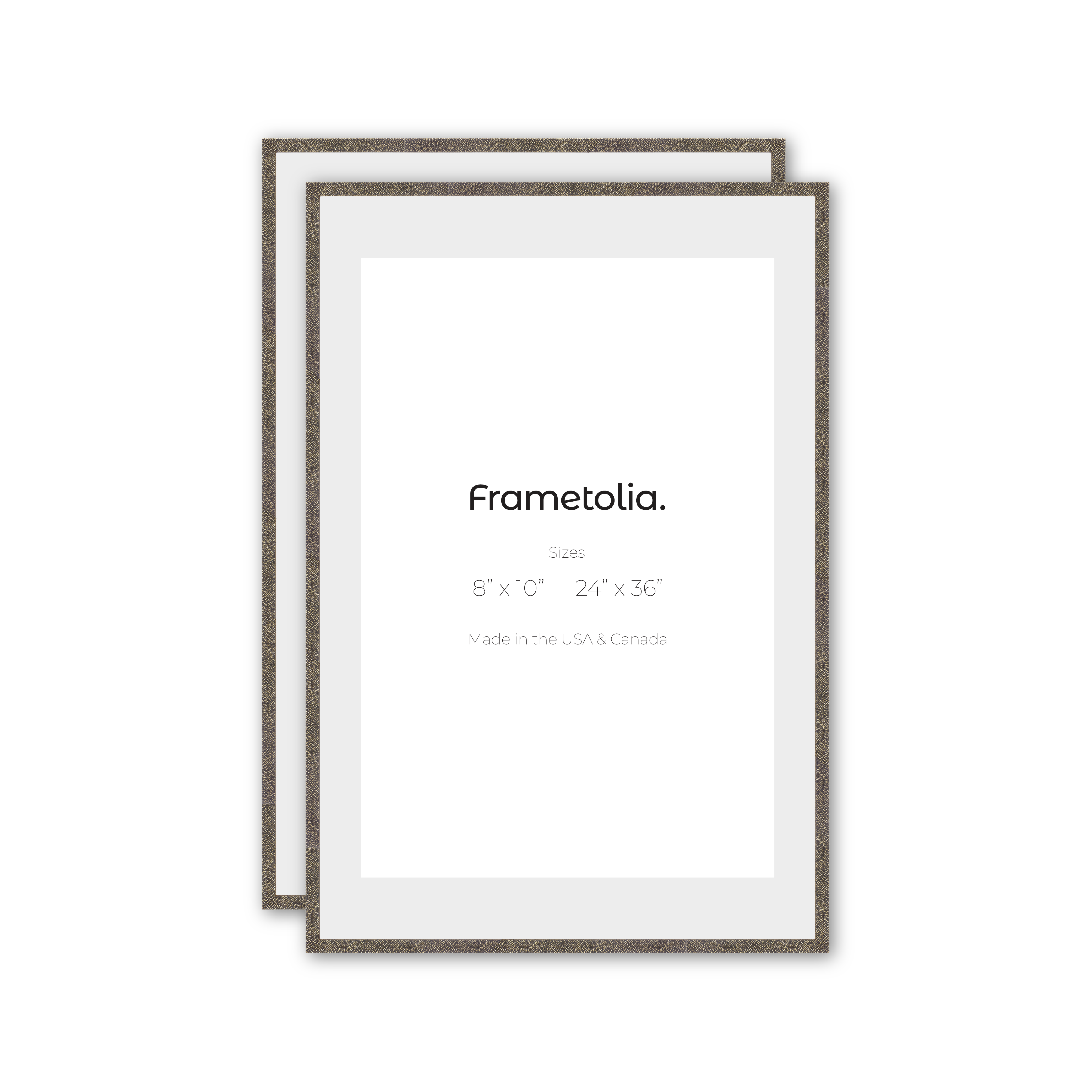 Premium Gold Shagreen Narrow Width Wall Frames - Set of 2 for Home & Office Decor | Elegant Photo Display for Living Room, Bedroom, or Gallery Wall