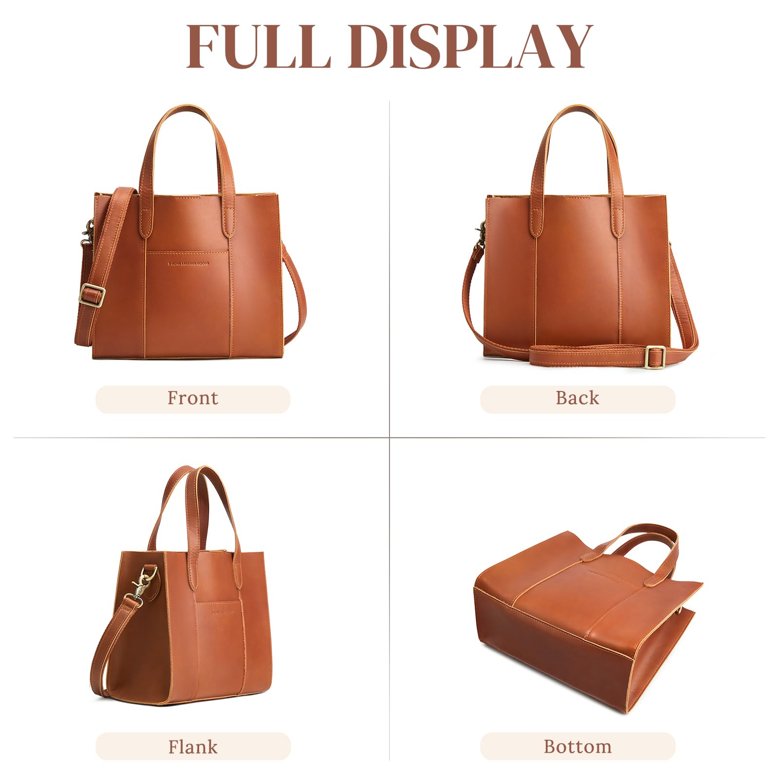 S-ZONE Women's Leather Crossbody Tote Bag - Stylish Satchel with Top Handle & Shoulder Strap - Perfect for Work, Travel & Everyday Use