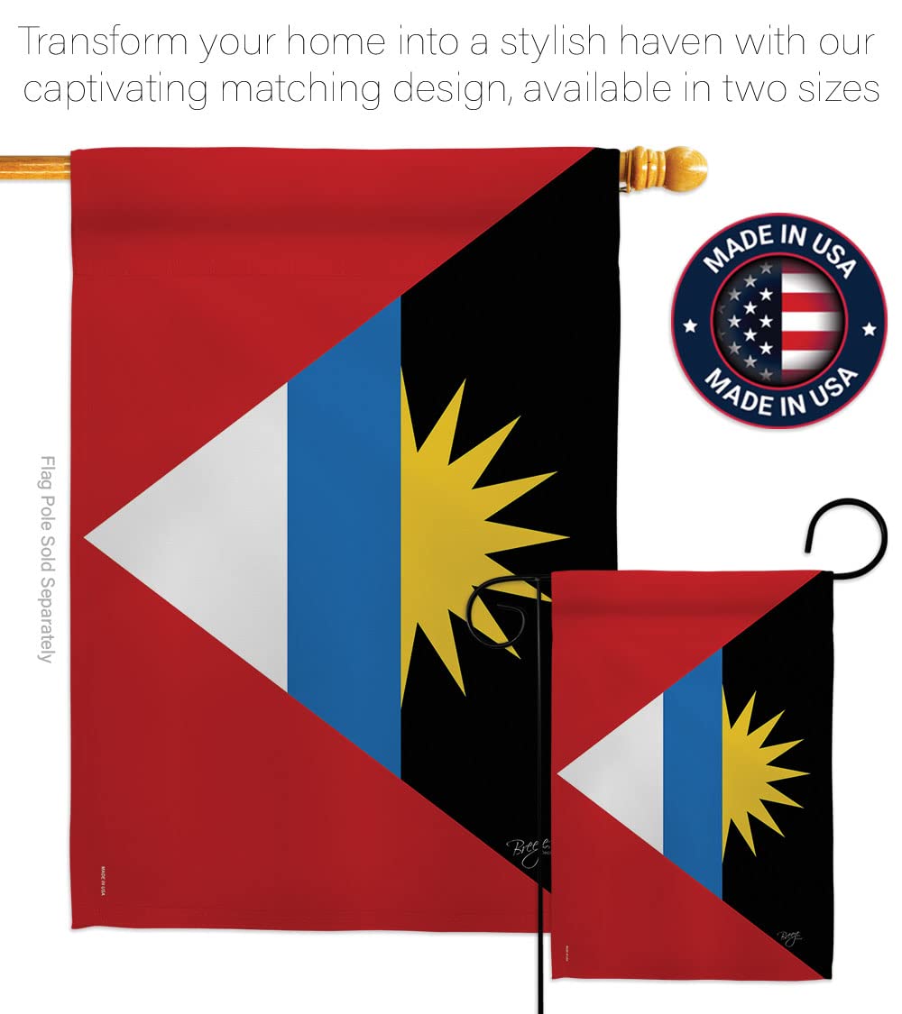 Antigua & Barbuda Flag Set 28x40in w/Pole - Home & Garden Decor