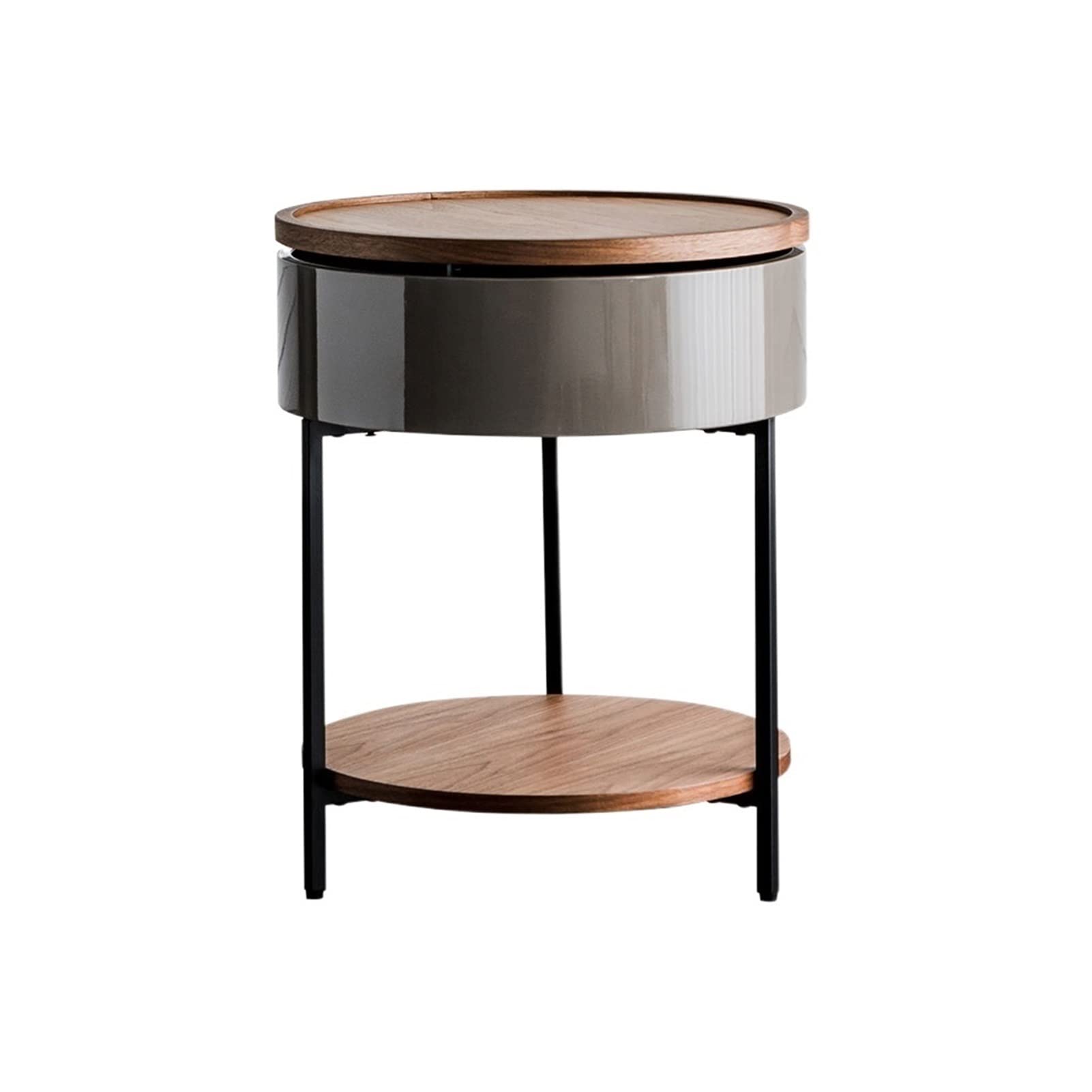 UNNS 2-Tier Round End Table - Small Side Table for Living Room, Bedroom & Office - Modern Sofa Side Table with Storage for Home Decor