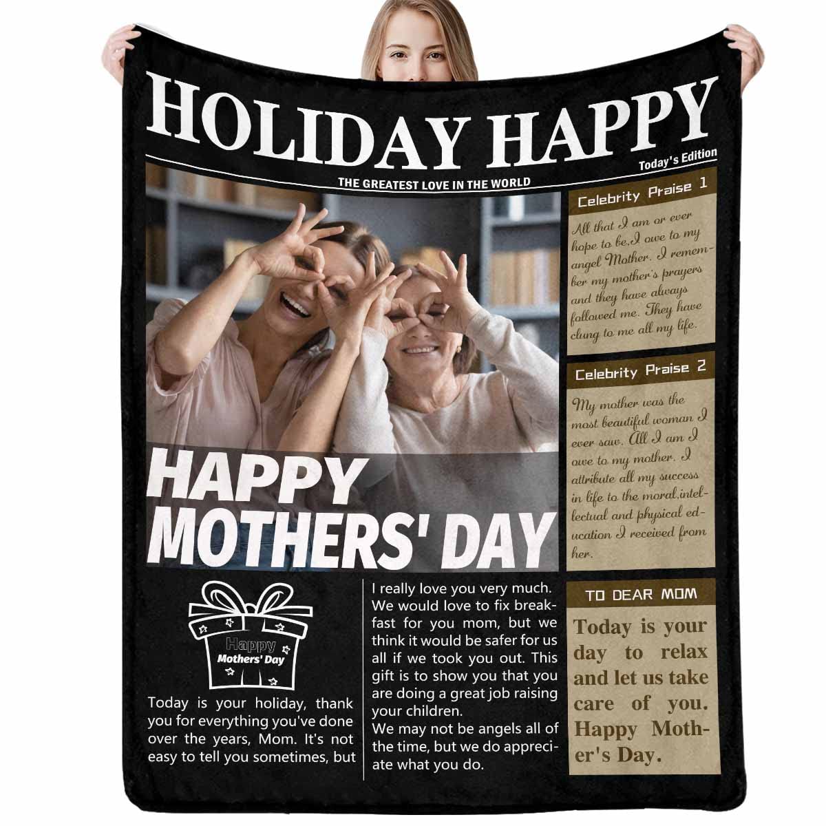 Personalized Photo Name Blanket - Custom Picture Throw with Names & Dates - Unique Birthday Gift for Mom & Dad - Perfect for Mother's Day, Father's Day & Anniversary Celebrations - Cozy Home Decor & Thoughtful Present