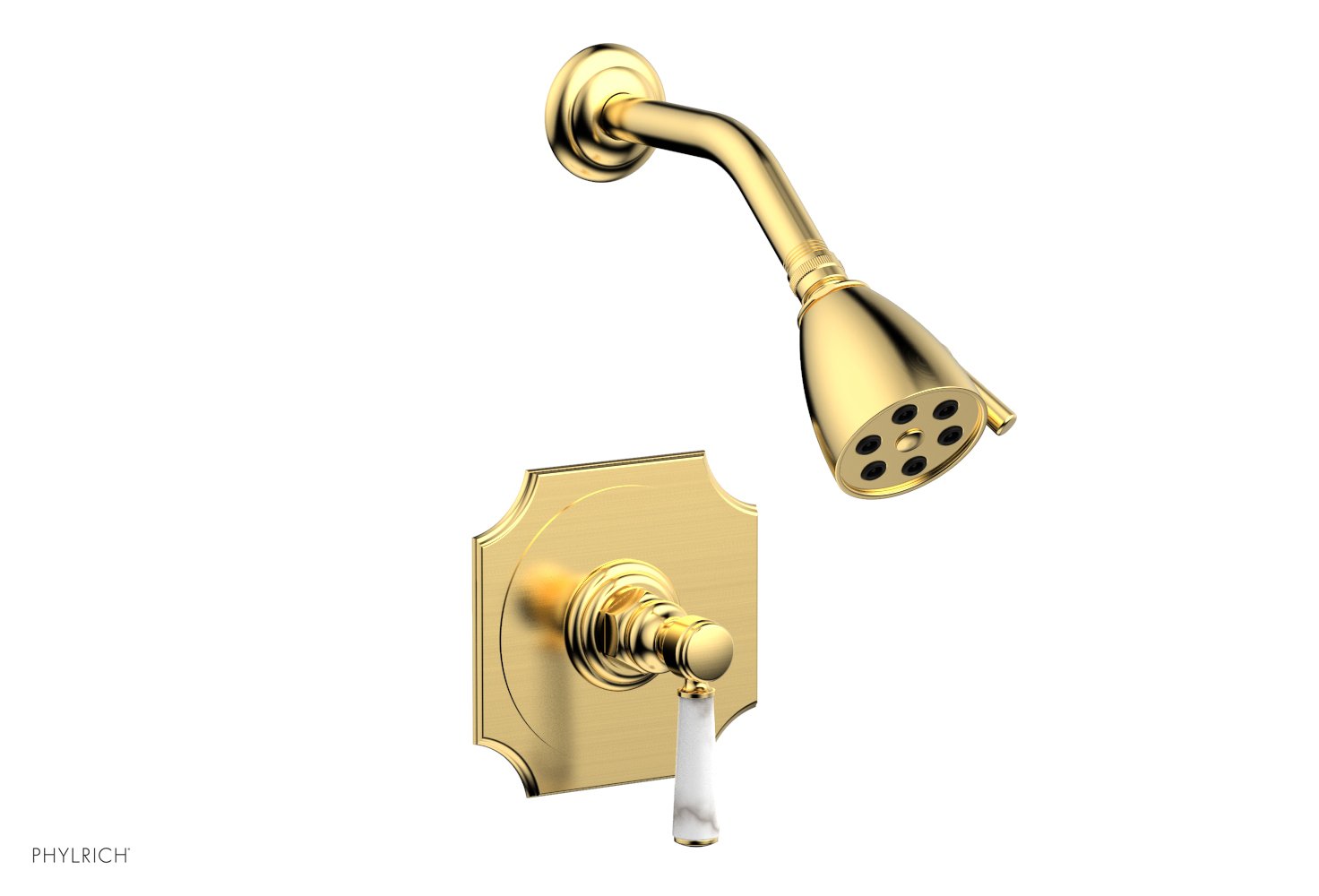 HENRI Pressure Balance Shower Set with White Marble Handle - Model 16123 | Modern Bathroom Fixture for Spa-Like Shower Experience