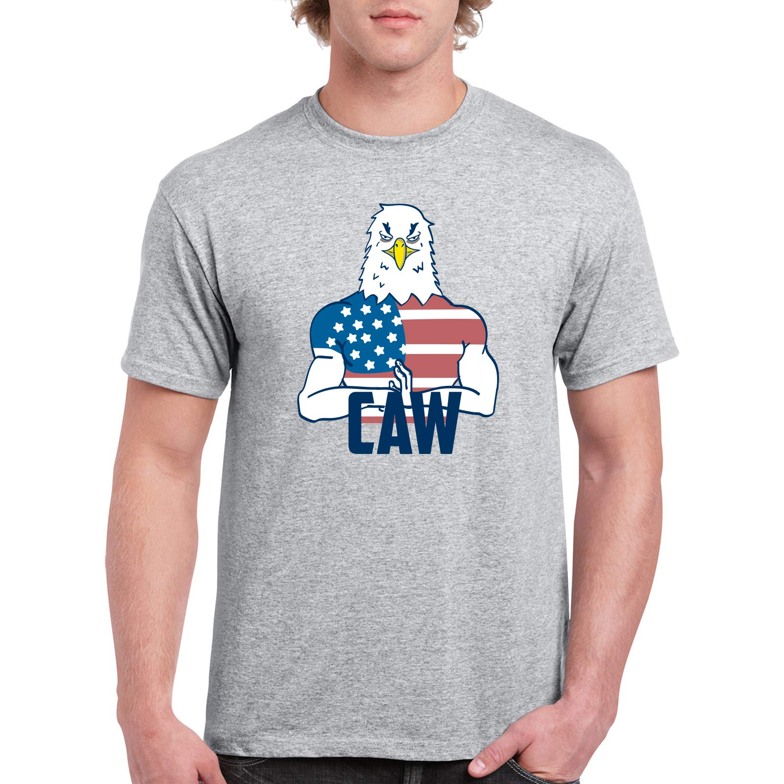 CAW Eagle Patriotic Bald Eagle T-Shirt - 4th of July American Flag Independence Day Tee for Men & Women - Perfect for BBQ, Fireworks & Summer Festivals