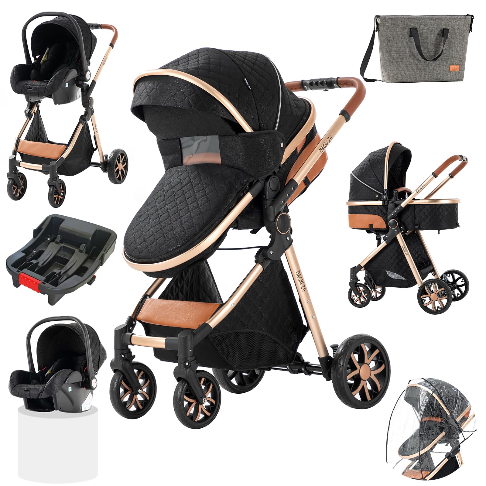 3 in 1 Baby Travel System - Lightweight Aluminum Frame Stroller with Reversible Seat & Portable Fold Design | Infant Carriage for Newborns to Toddlers | Perfect for Shopping, Travel & Outdoor Walks (V9UD Black-65)