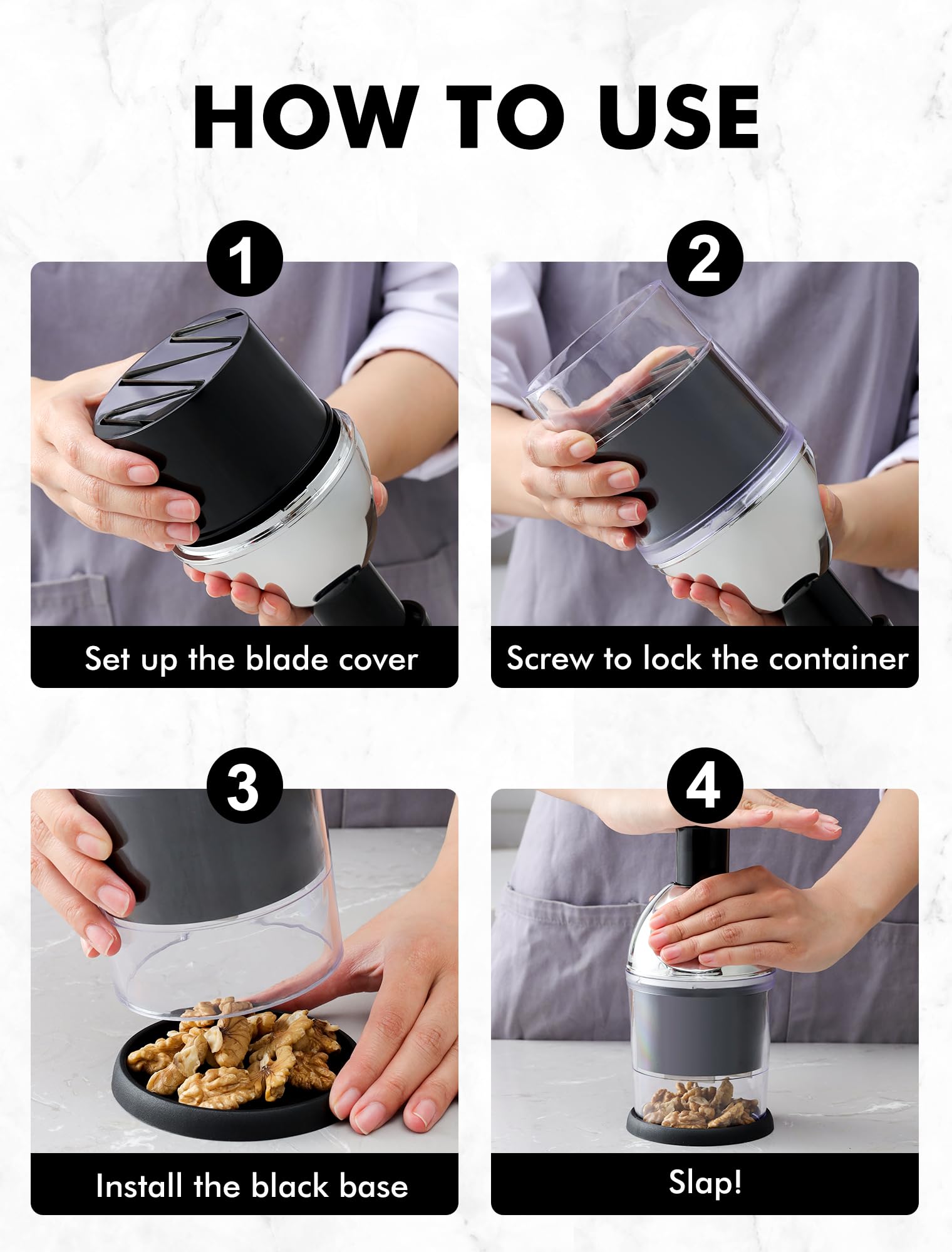 Manual Food Chopper - Easy Clean Hand Dicer for Onions, Garlic, Nuts, Tomatoes, Peppers & Celery | Perfect for Meal Prep, Salads & Cooking | Kitchen Gadget for Fast Chopping & Slicing