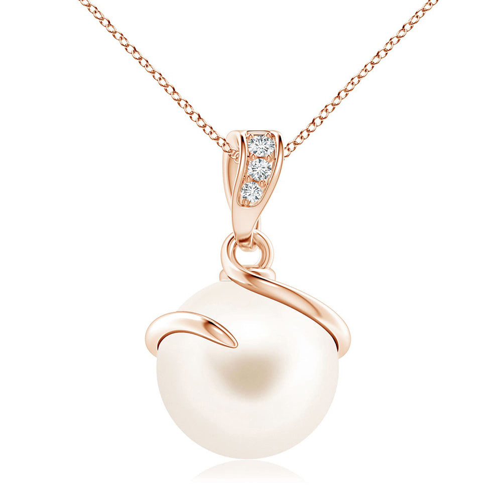 8mm Freshwater Cultured Pearl Necklace & Ring Set with Moissanite Accents - Elegant Jewelry Gift for Women, Perfect for Weddings, Anniversaries & Special Occasions