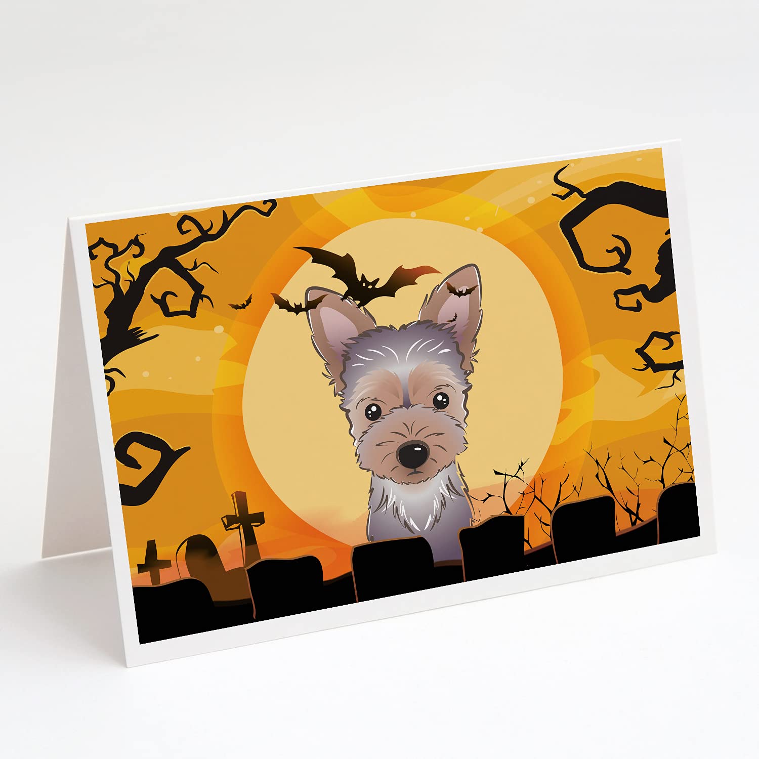Halloween Yorkie Puppy Greeting Cards - Pack of 8 Blank A7 Note Cards (5x7) with Envelopes | Whimsical Dog-Themed Stationery for Halloween Parties, Gifts & Home Decor