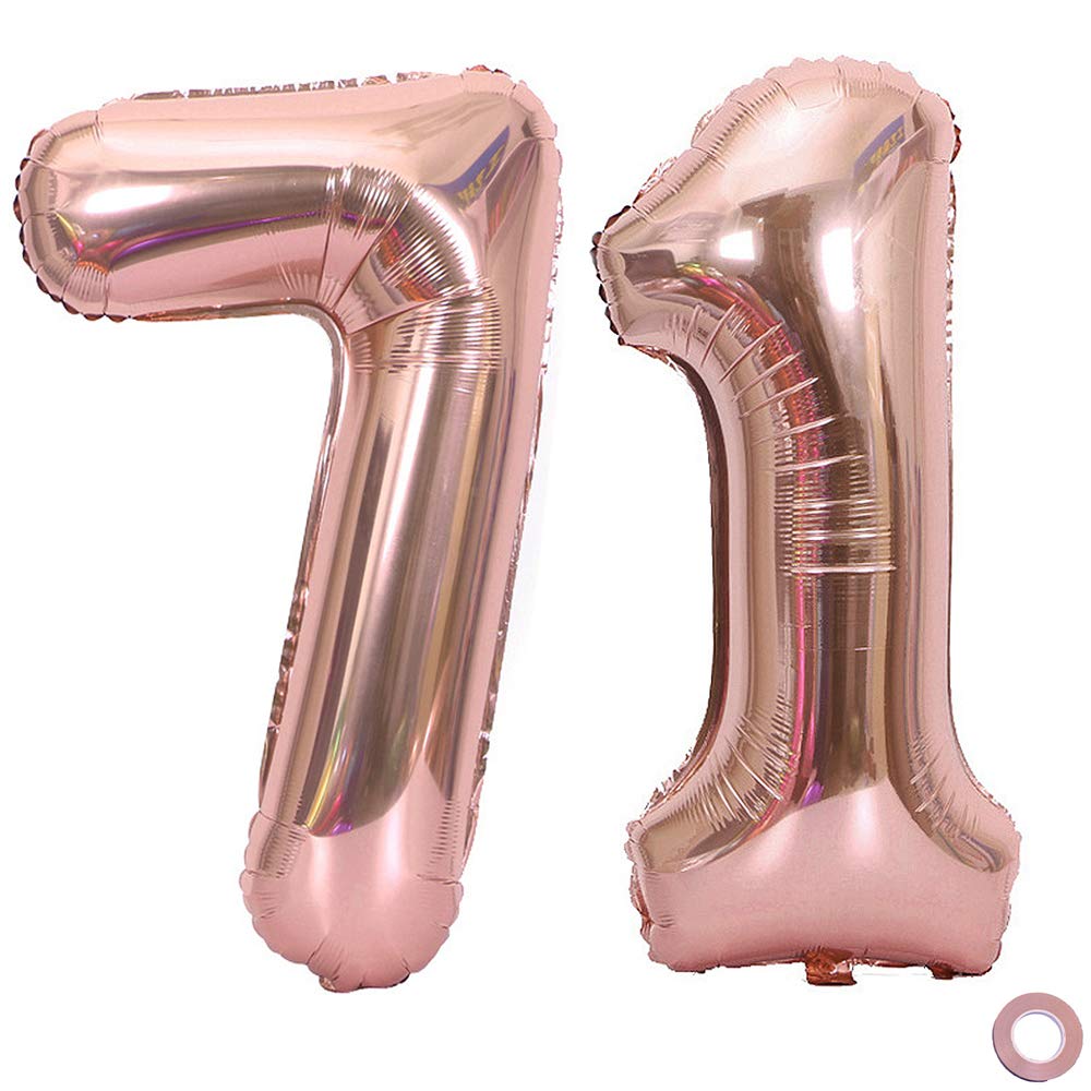 Juland 40 Inch Rose Gold Large Foil Mylar Number Balloons - Giant Jumbo Birthday Party Decorations for Anniversary, Graduation, Baby Shower & Wedding Celebrations