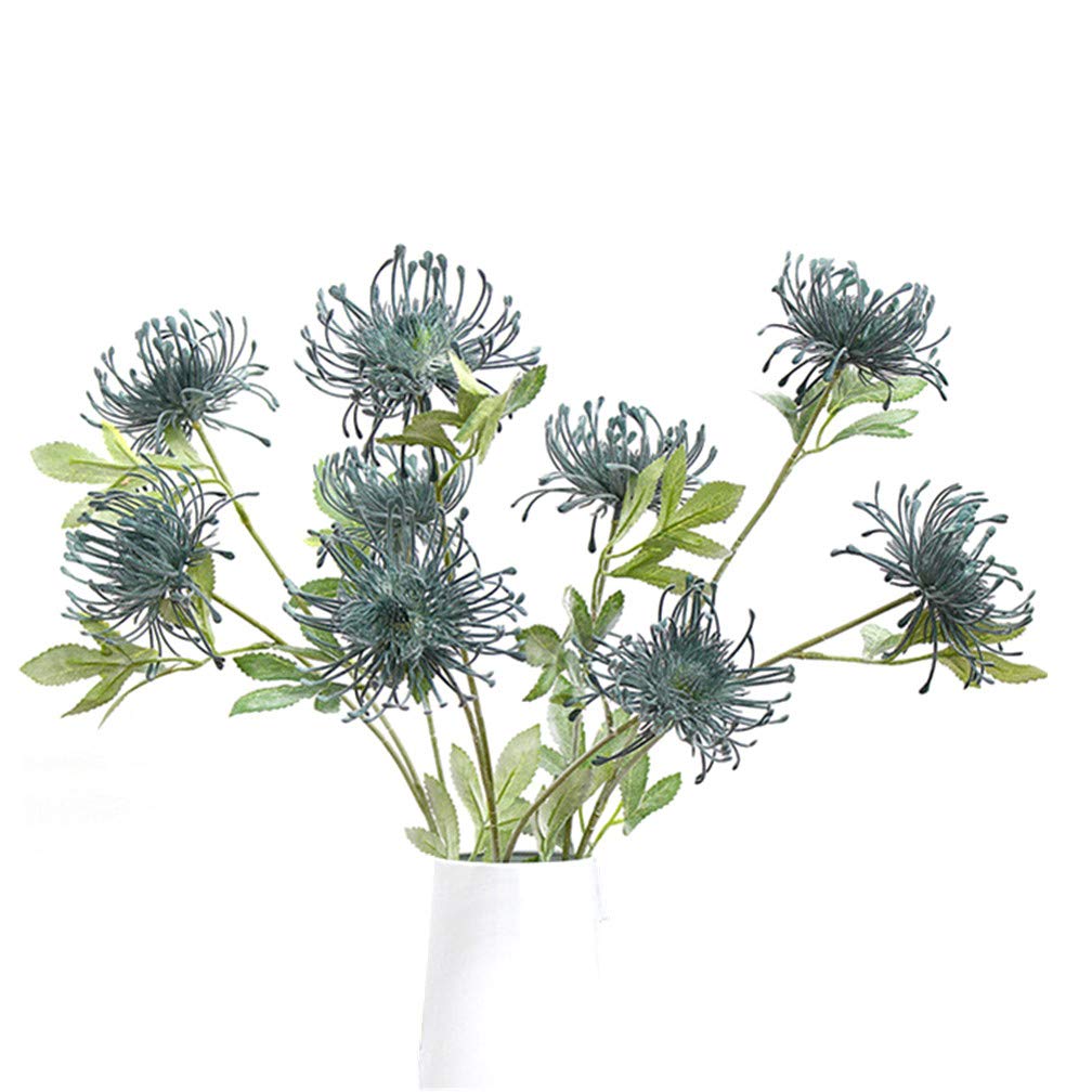 Artificial Protea Flowers - 5-Piece Blue Plastic Pincushion Floral Arrangement for Home & Shop Decor | Perfect for Living Room, Wedding Centerpieces & Office Decoration
