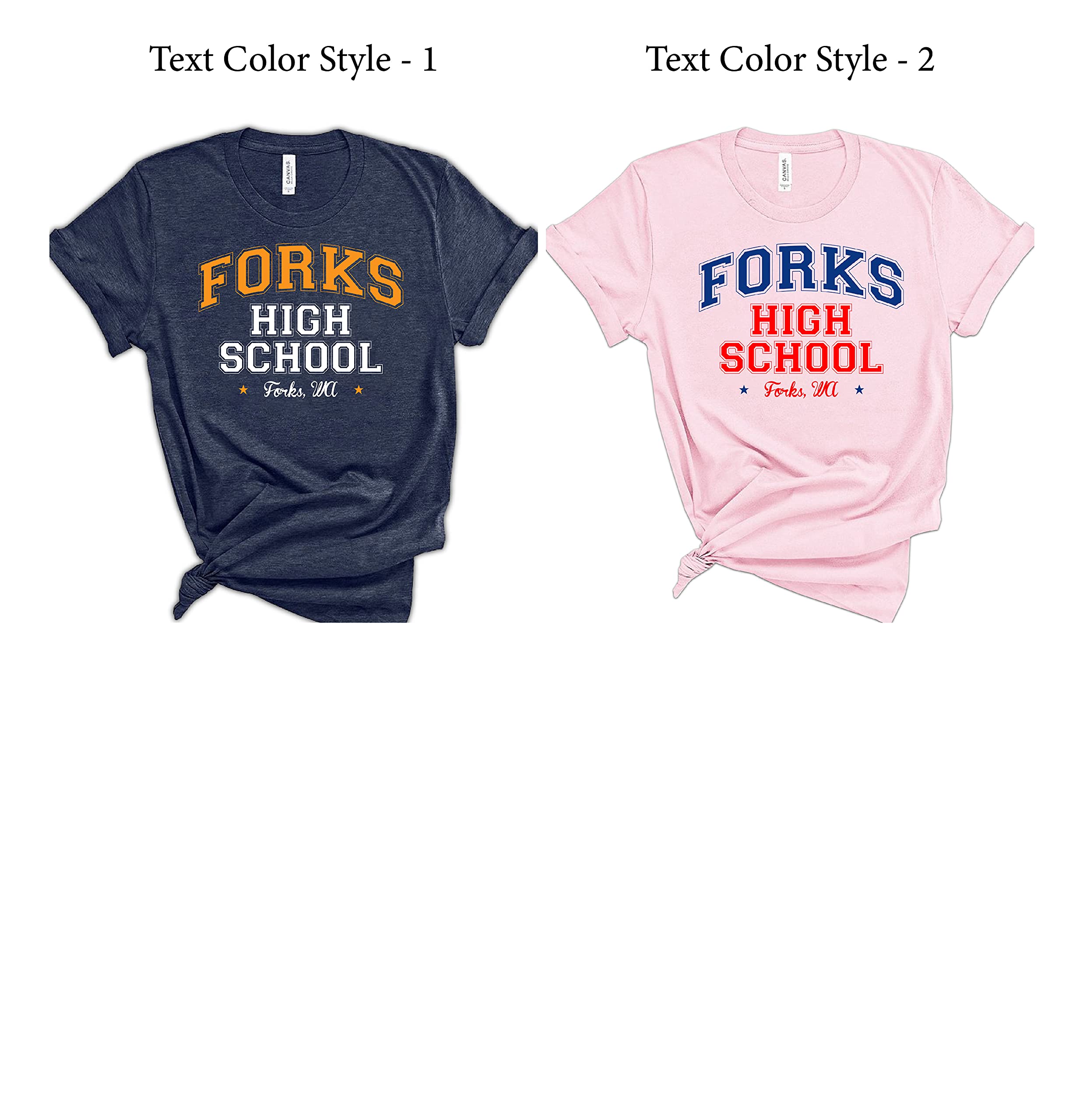 Forks High School T-Shirts - American Graphic Tees for Men & Women - Washington DC State Team Shirts - Casual Short Sleeve Tops for School Spirit & Everyday Wear