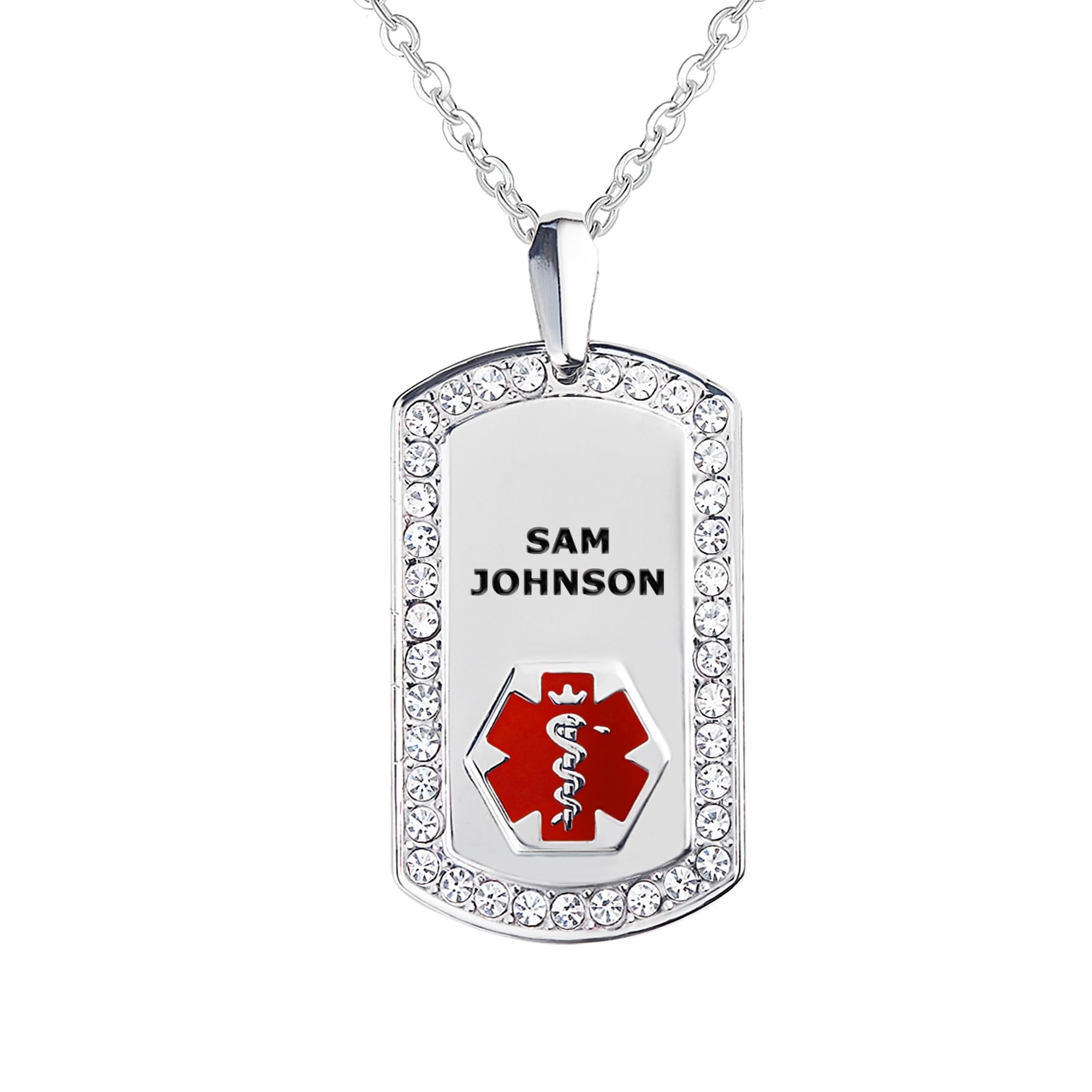 Divoti Pure Titanium Medical Alert Necklace for Women - Custom Engraved Dog Tag Medical ID Necklace with 24