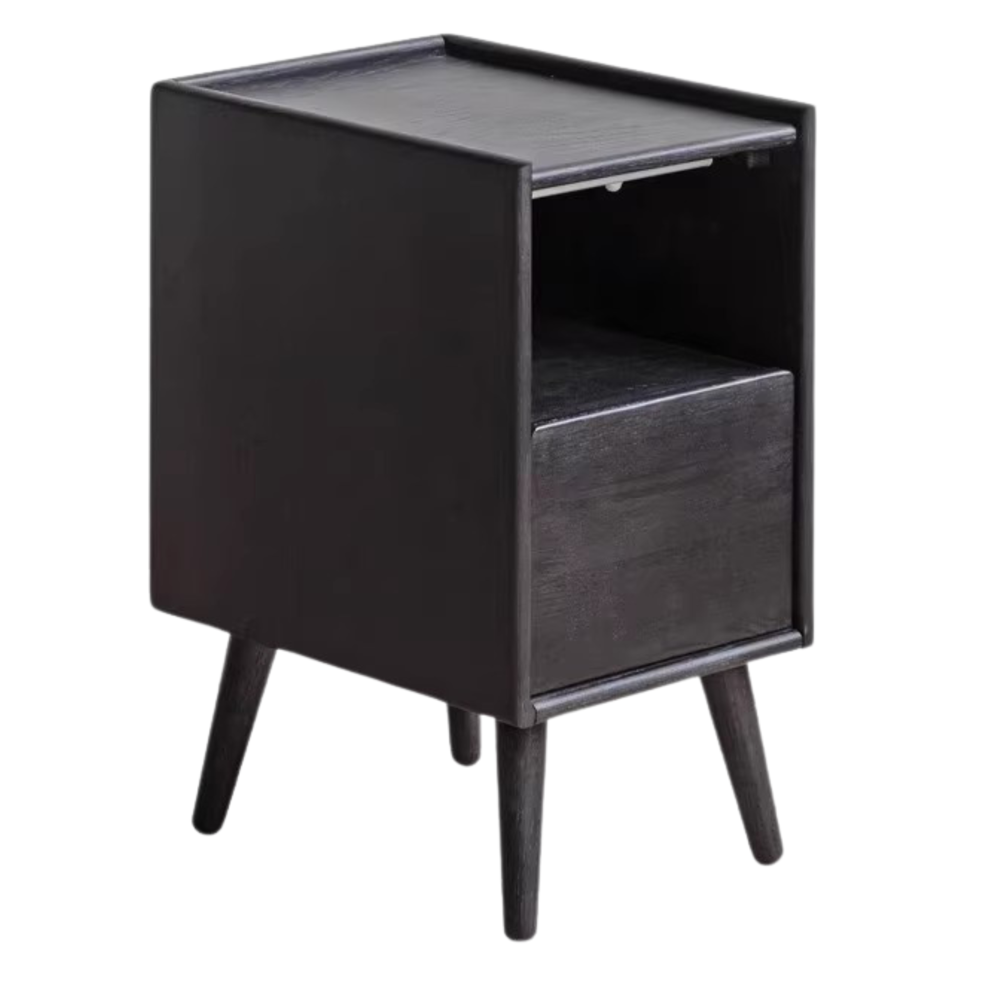 Solid Oak Wood Ultra Narrow Nightstand with Soft Light Sensor - Perfect for Small Bedrooms, Apartments, and Cozy Spaces