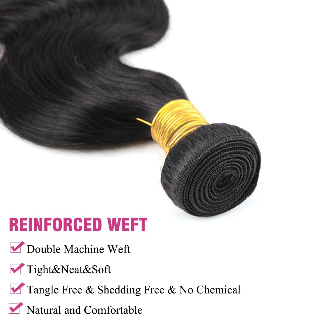 16inch Brazilian Body Wave Human Hair Bundles - 100% Unprocessed Virgin Hair, 12A Grade, Natural Black for Quick Weave & Raw Bundles | Perfect for Extensions, Weaves & Styling