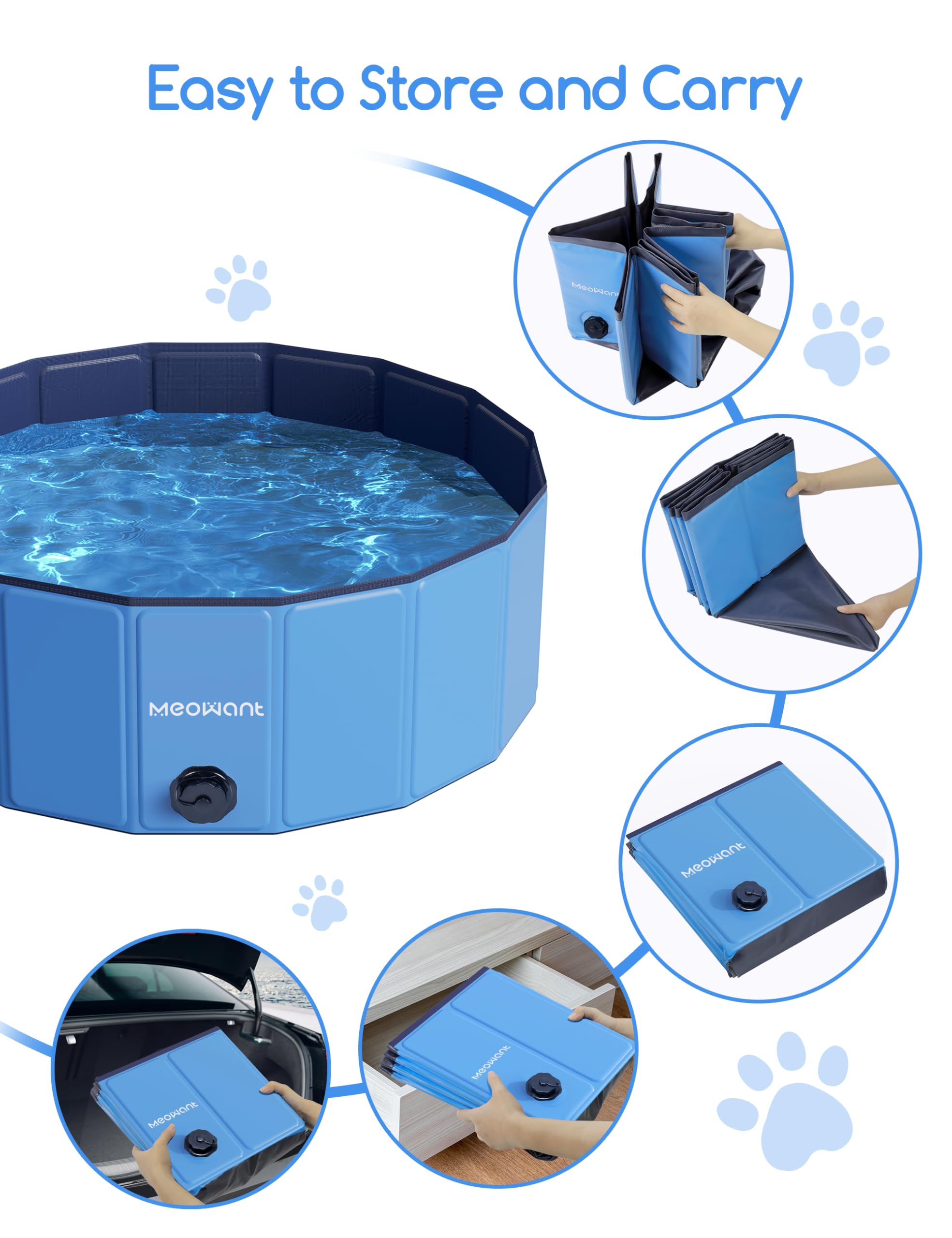 Foldable Dog Pool for Large Dogs - 48